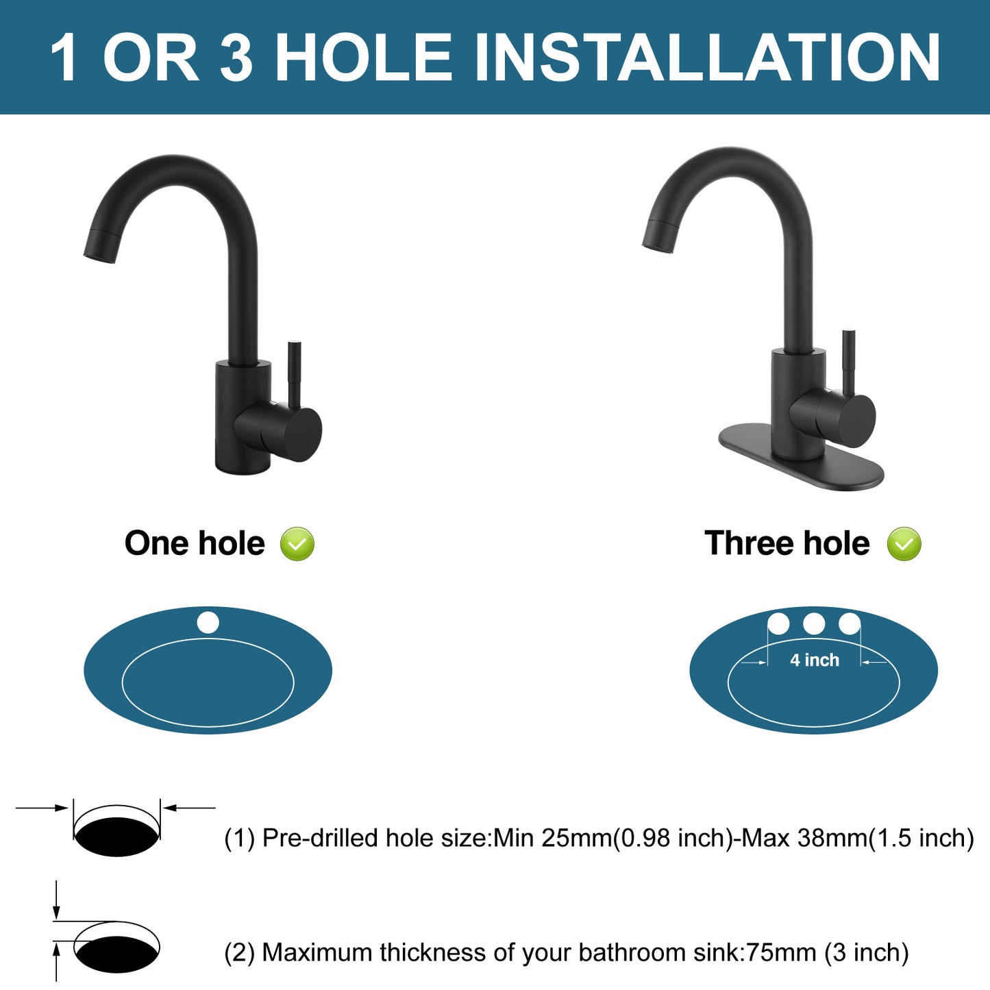 
                  
                    Midanya Single Handle Bathroom Sink Faucet, Wet Bar Pre-Kitchen Farmhouse RV Small Vanity Faucet with 360°Rotation Spout with Deck Plate and Supply Hoses
                  
                