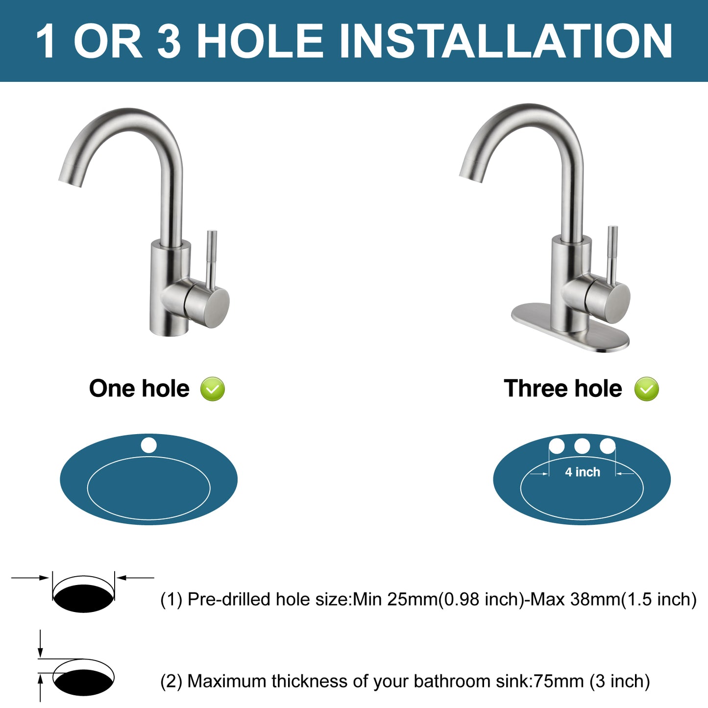 
                  
                    Midanya Single Handle Bathroom Sink Faucet, Wet Bar Pre-Kitchen Farmhouse RV Small Vanity Faucet with 360°Rotation Spout with Deck Plate and Supply Hoses
                  
                