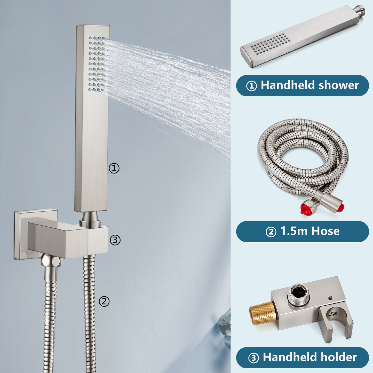 
                  
                    Midanya Rain Shower System 12 Inch Tub Shower Faucet Set Square Rainfall Shower Head with Handheld Sprayer and Waterfall Tub Spout Wall Mount Rough-in Valve 3-Function Mixer Combo
                  
                