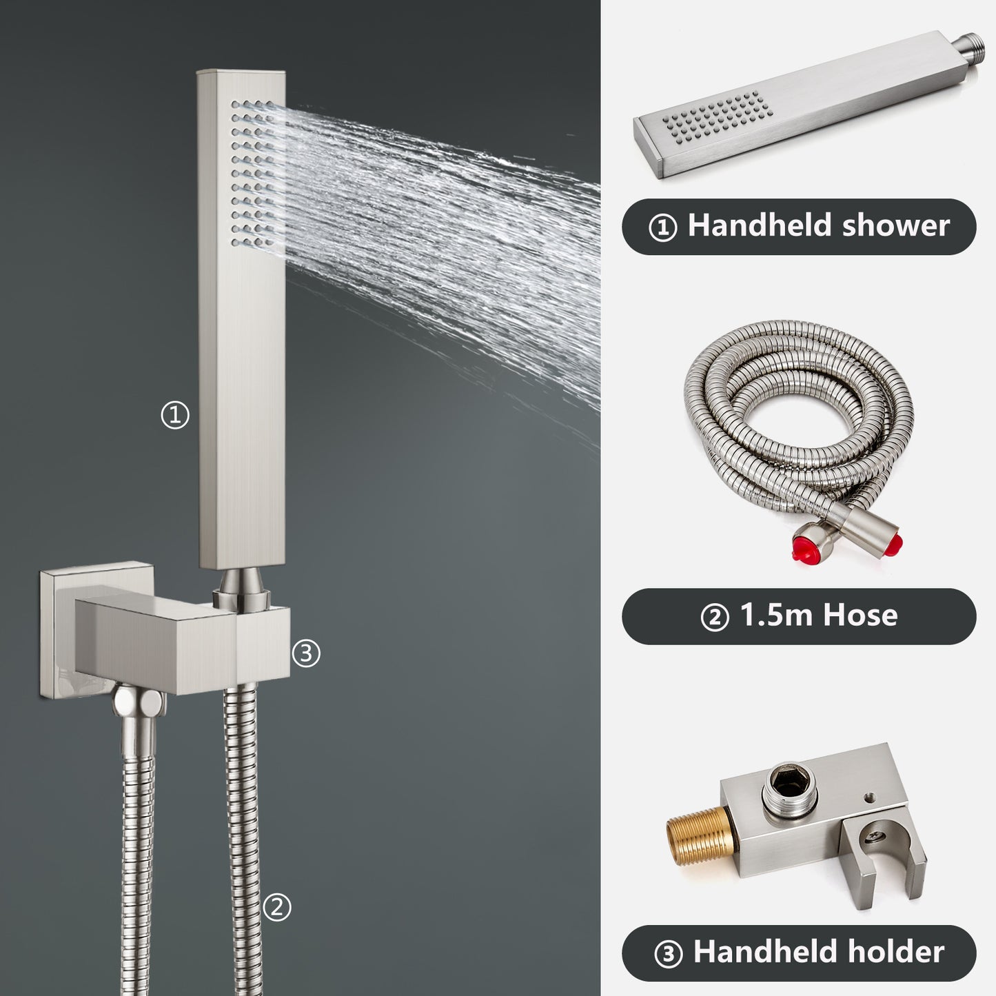 
                  
                    Midanya Rain Shower System 12 Inch Square Rainfall High Pressure Shower Head Wall Mount Shower Faucet Set with Hand Sprayer and Rough-in Valve Trim Kit Bathroom Mixer Shower Combo Set
                  
                