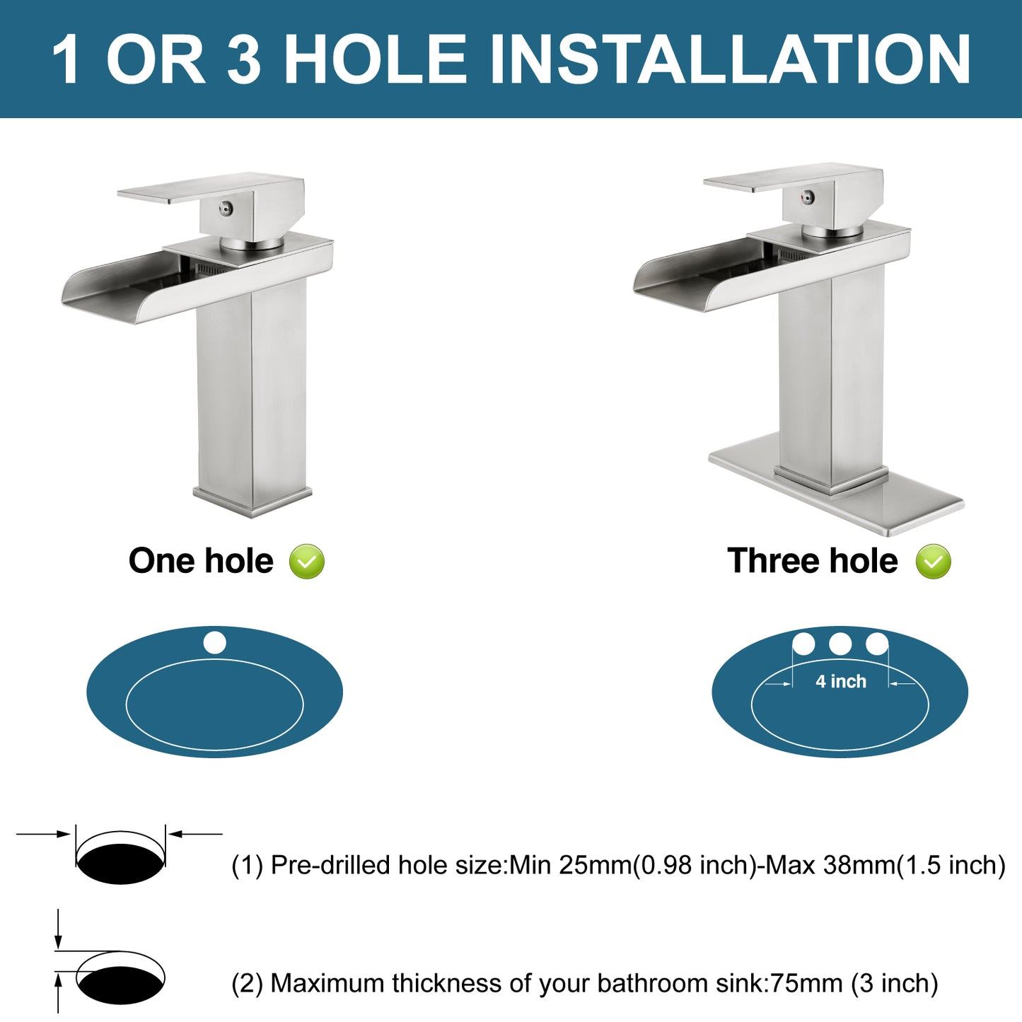 
                  
                    Midanya Waterfall Bathroom Faucet 1 Hole Single Handle Sink Vanity 4 inch Faucet Wide Mouth Spout with Deck Mount Plate & Water Supply Lines Hose Lavatory Modern Commercial Mixer Tap
                  
                