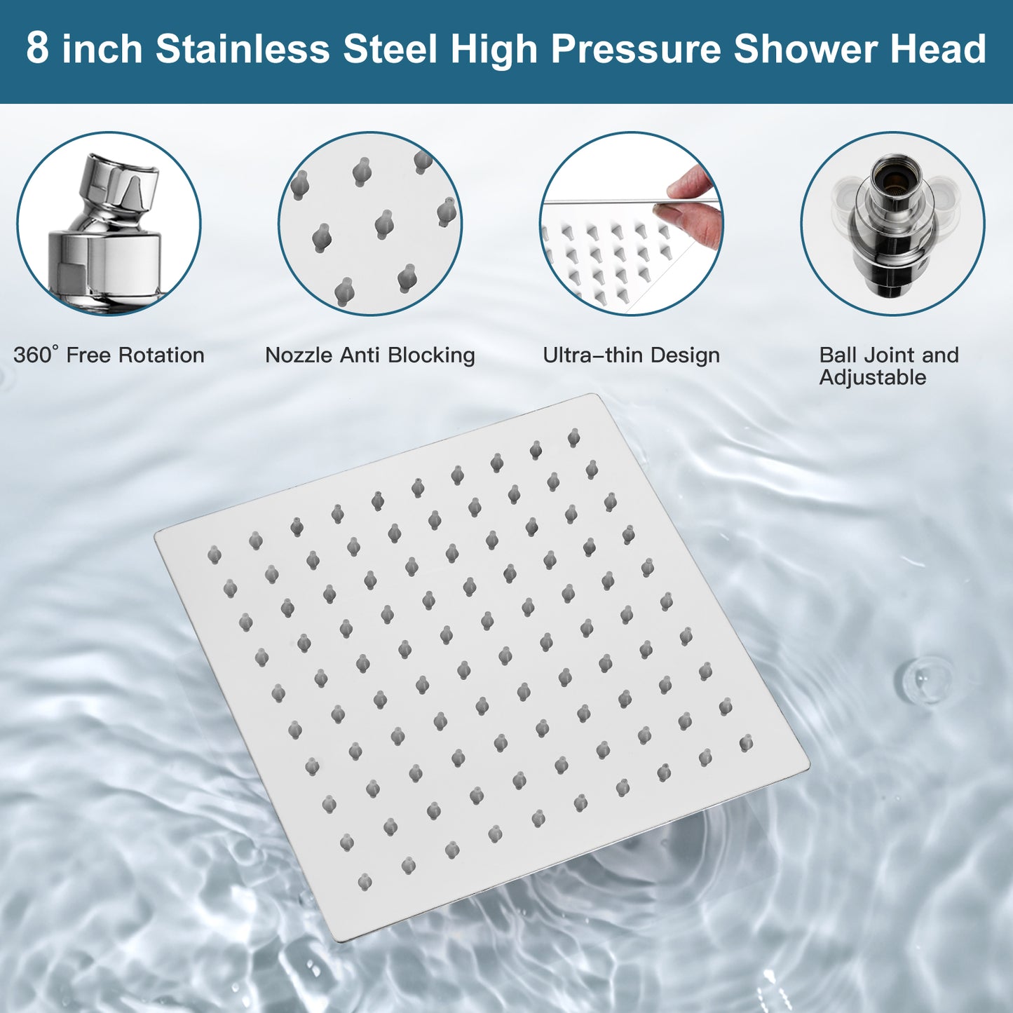 
                  
                    Midanya Rain Shower System Wall Mount Shower Faucet Set 8 Inch Square High Pressure Showerhead with Hand Sprayer Rough-In Valve Body and Trim Included Mixer Shower Combo Set Bathroom
                  
                