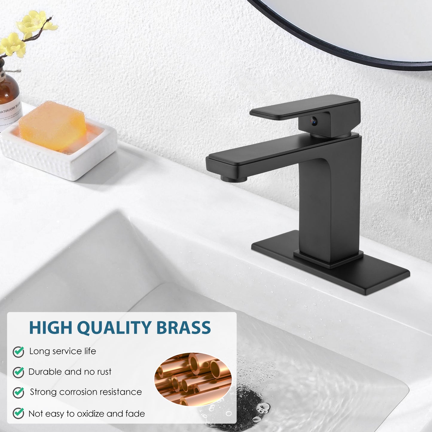 
                  
                    Midanya Bathroom Sink Faucet 1 Hole Single Handle Deck Mount Lavatory Mixer Tap Include Pop Up Drain with Overflow One Lever Commercial
                  
                