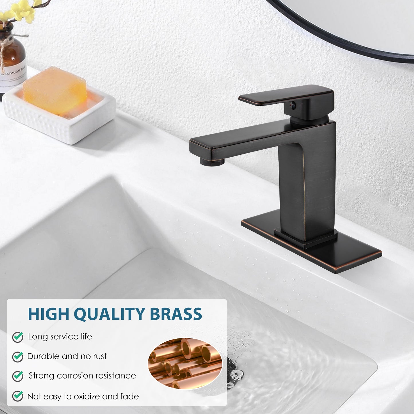 
                  
                    Midanya Bathroom Sink Faucet 1 Hole Single Handle Deck Mount Lavatory Mixer Tap Include Pop Up Drain with Overflow One Lever Commercial
                  
                