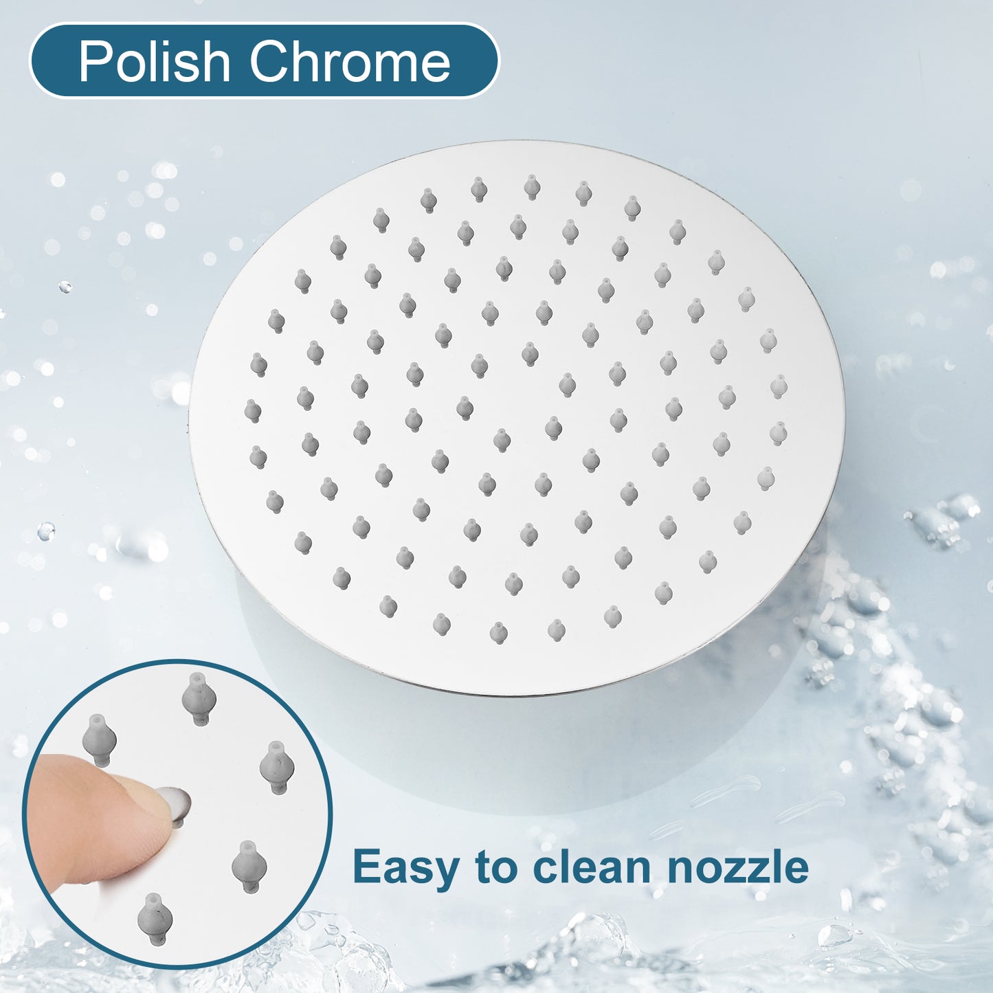 
                  
                    Midanya Round Rainfall Shower Head 8 Inch Stainless Steel Ultra Thin Design High Pressure
                  
                