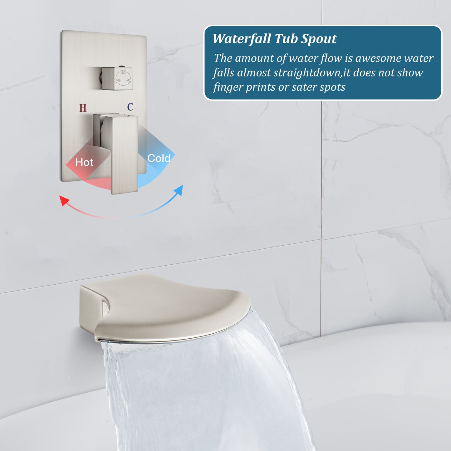 
                  
                    Midanya Rain Shower System 12 Inch Tub Shower Faucet Set Square Rainfall Shower Head with Handheld Sprayer and Waterfall Tub Spout Wall Mount Rough-in Valve 3-Function Mixer Combo
                  
                