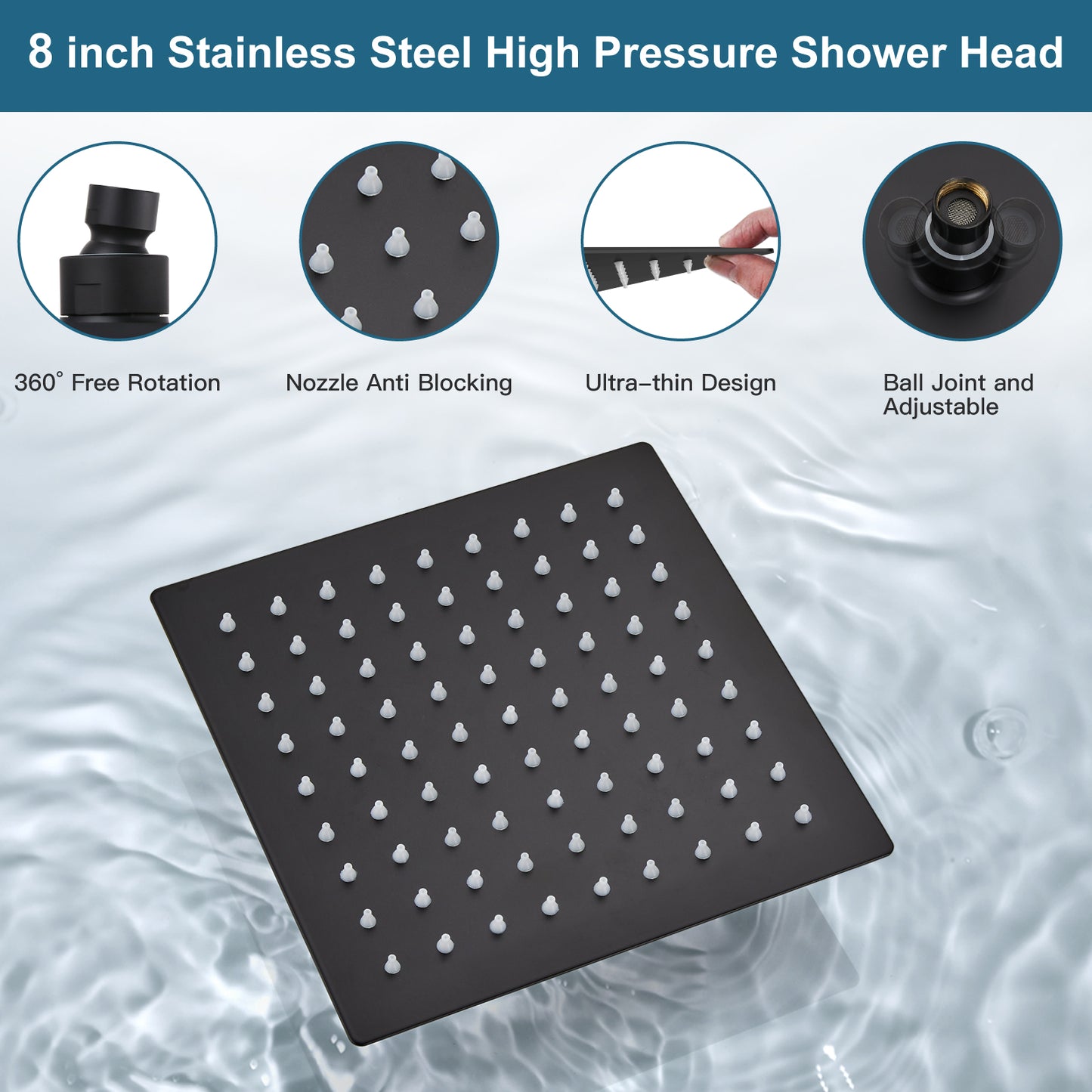 
                  
                    Midanya Rain Shower System Wall Mount Shower Faucet Set 8 Inch Square High Pressure Showerhead with Hand Sprayer Rough-In Valve Body and Trim Included Mixer Shower Combo Set Bathroom
                  
                