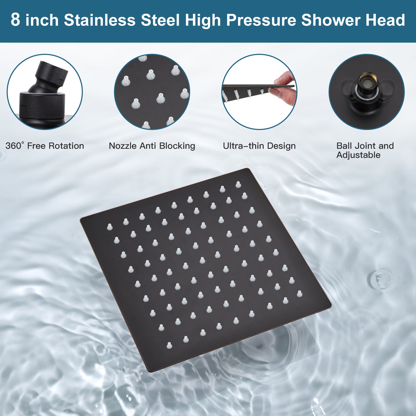 
                  
                    Midanya Rain Shower System Wall Mount Shower Faucet Set 8 Inch Square High Pressure Showerhead with Hand Sprayer Rough-In Valve Body and Trim Included Mixer Shower Combo Set Bathroom
                  
                