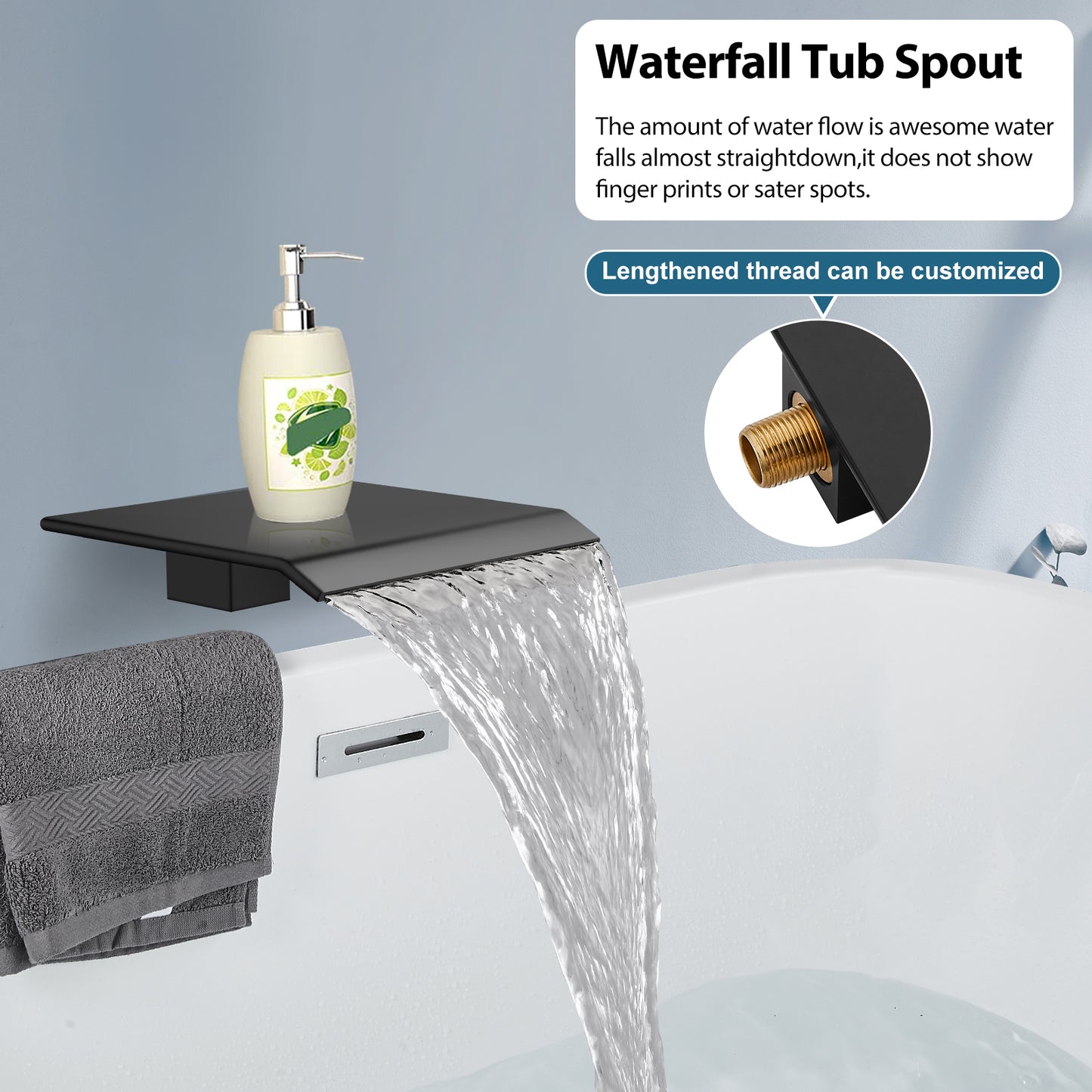 
                  
                    Midanya Rain Shower System Tub Shower Faucet Set 8 Inch Square Rainfall Shower Head with Handheld Sprayer and Waterfall Tub Spout Rough-in Valve Shower Mixer Combo
                  
                
