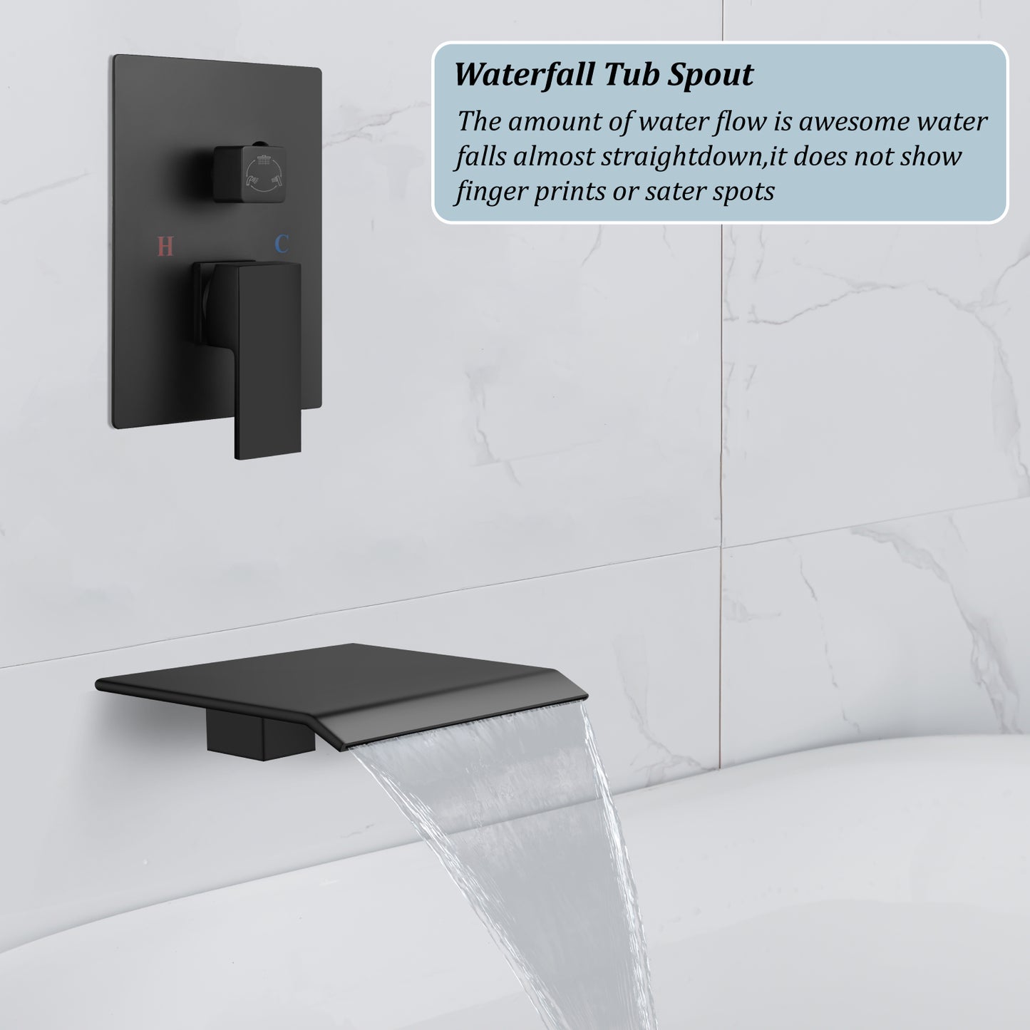 
                  
                    Midanya Rain Shower System Tub Shower Faucet Set 10 Inch Square Rainfall High Pressure Shower Head with Handheld Sprayer and Waterfall Tub Spout Rough-in Valve Shower Mixer Combo
                  
                