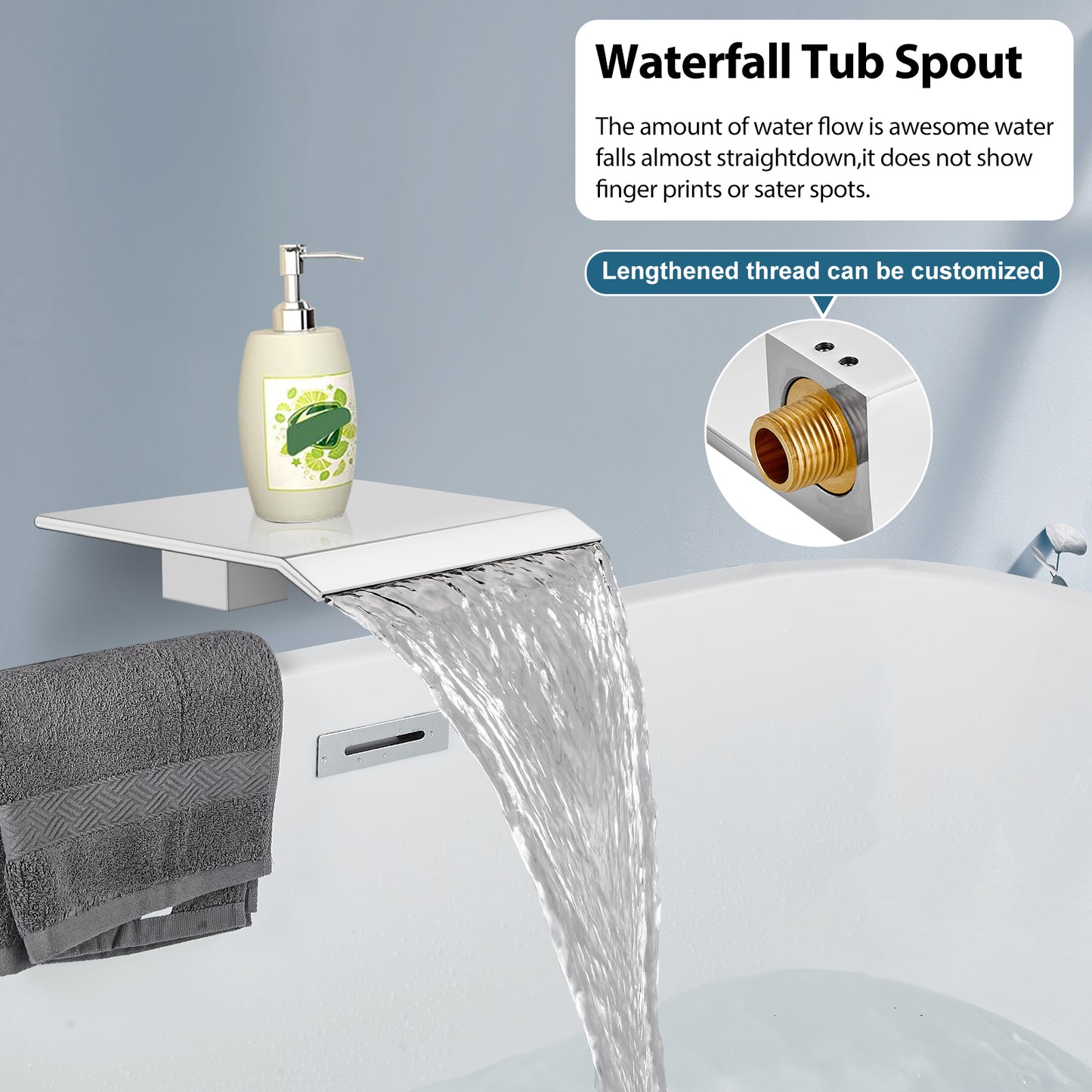 
                  
                    Midanya Rain Shower System Tub Shower Faucet Set 8 Inch Square Rainfall Shower Head with Handheld Sprayer and Waterfall Tub Spout Rough-in Valve Shower Mixer Combo
                  
                