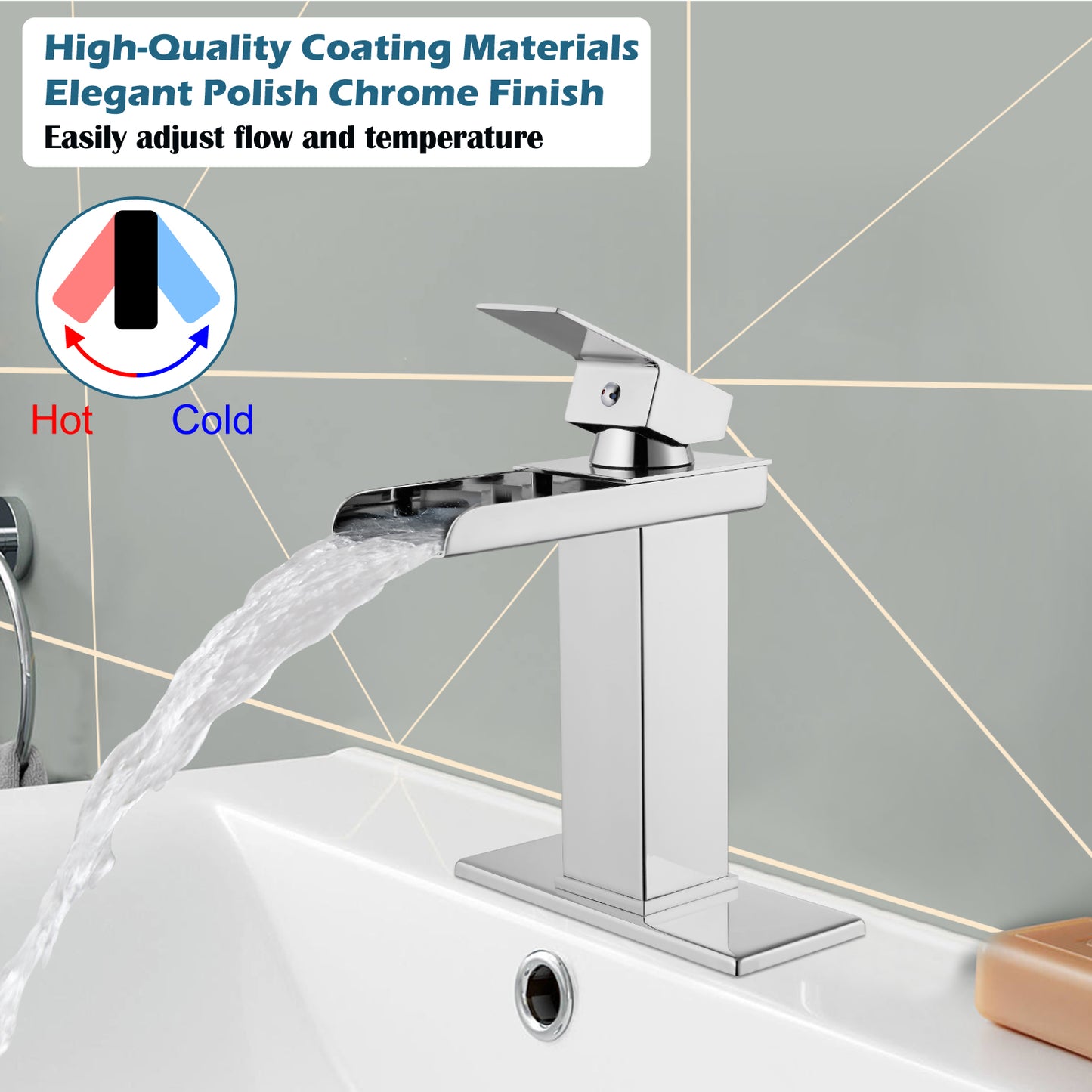 
                  
                    Midanya Waterfall Bathroom Faucet 1 Hole Single Handle Sink Vanity 4 inch Faucet Wide Mouth Spout with Deck Mount Plate & Water Supply Lines Hose Lavatory Modern Commercial Mixer Tap
                  
                