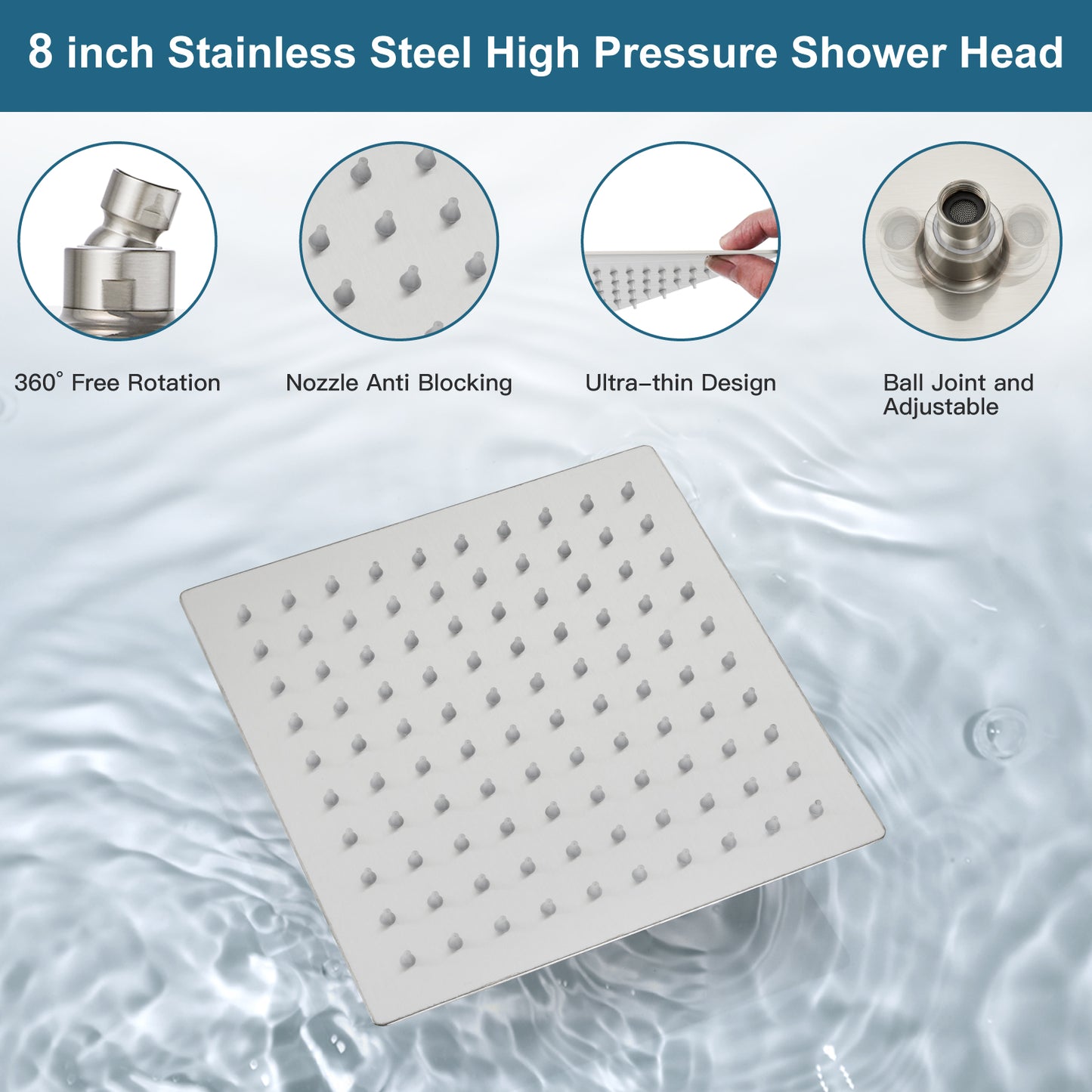 
                  
                    Midanya Rain Shower System Wall Mount Shower Faucet Set 8 Inch Square High Pressure Showerhead with Hand Sprayer Rough-In Valve Body and Trim Included Mixer Shower Combo Set Bathroom
                  
                