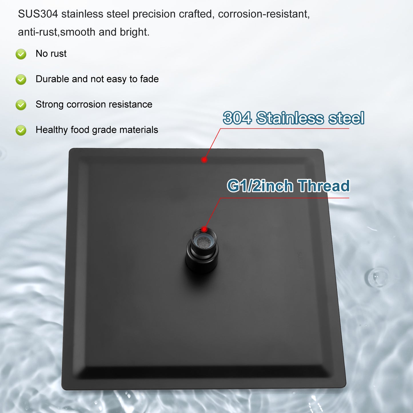 
                  
                    Midanya 16 Inch Rain Shower Head 16'' HIGH PRESSURE Square Stainless Steel 1/16" Ultra Thin Rain Large Showerhead Waterfall Full Body Coverage with Silicone Nozzle Swivel Connector
                  
                