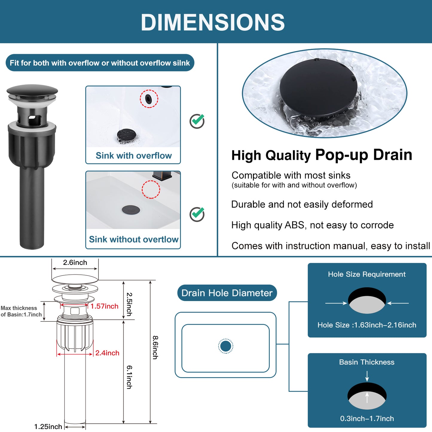 
                  
                    Midanya  Bathroom Sink Faucet Single Handle Single Hole Vanity Basin Hot & Cold Mixer Tap with Cover and Plate Pop Up Drain Commercial Modern Wash Basin Faucet Deck Simple Installation
                  
                