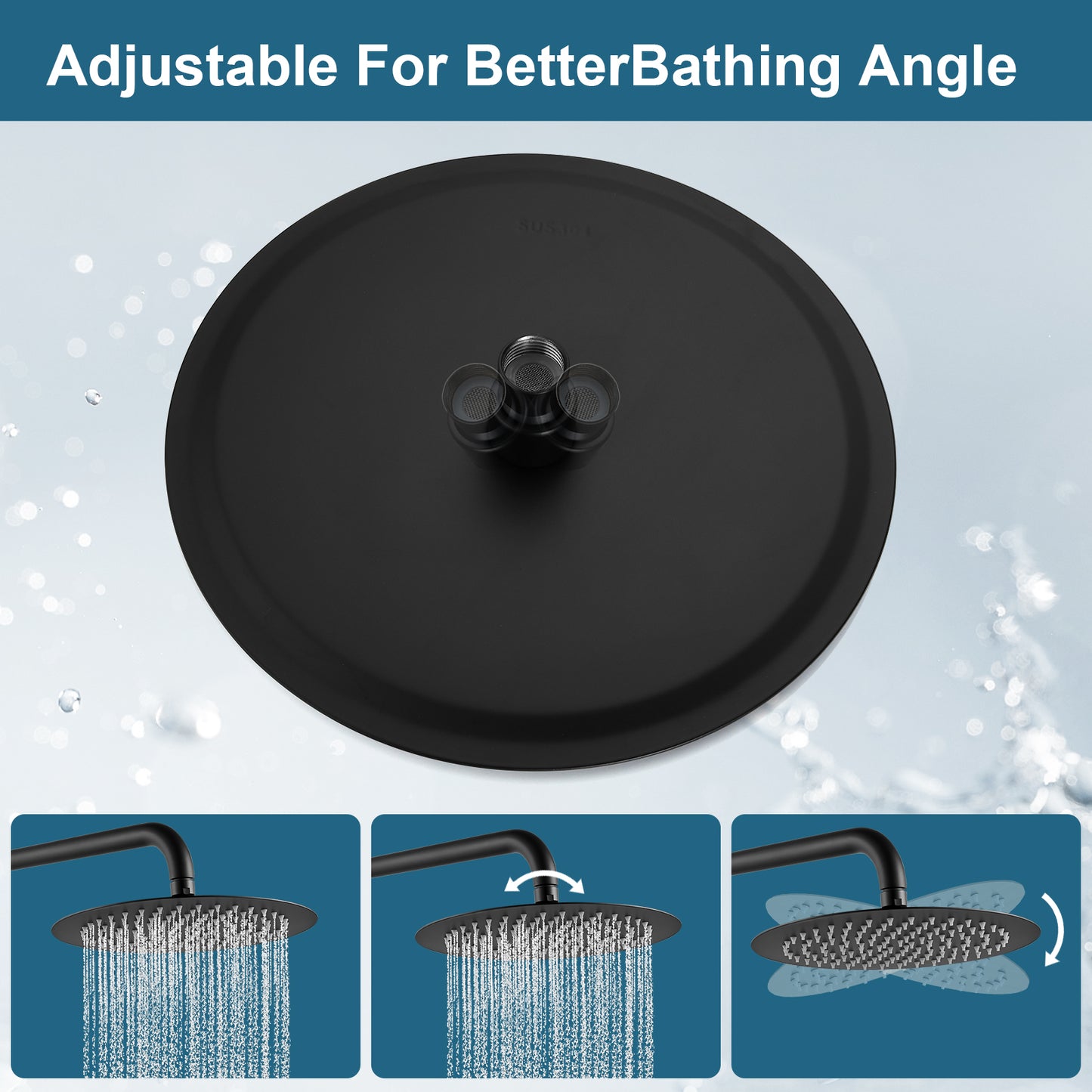 
                  
                    Midanya Round Rainfall Shower Head 8 Inch Stainless Steel Ultra Thin Design High Pressure
                  
                