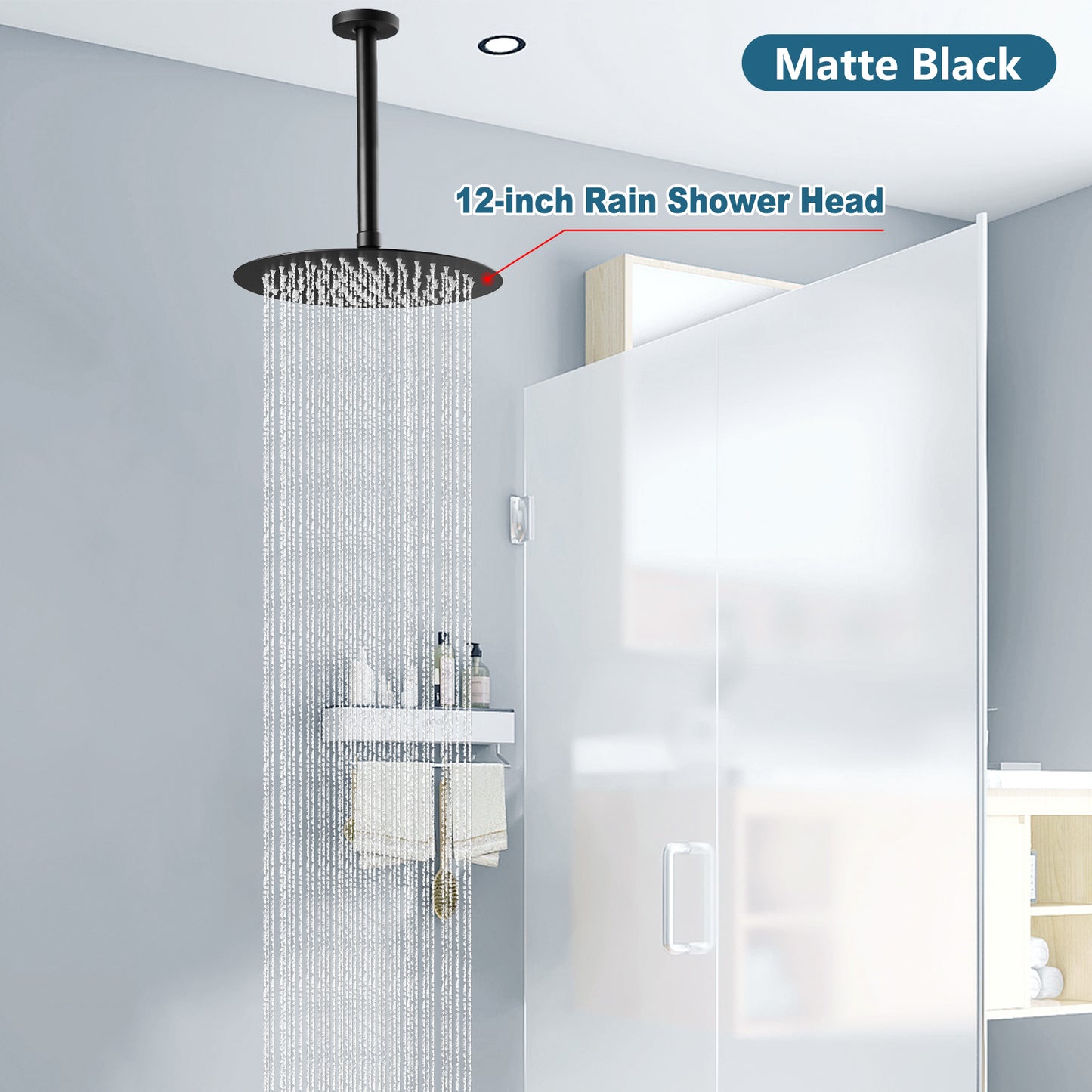 
                  
                    Midanya Round Rainfall Shower Head 12 Inch Stainless Steel Ultra Thin Design High Pressure
                  
                