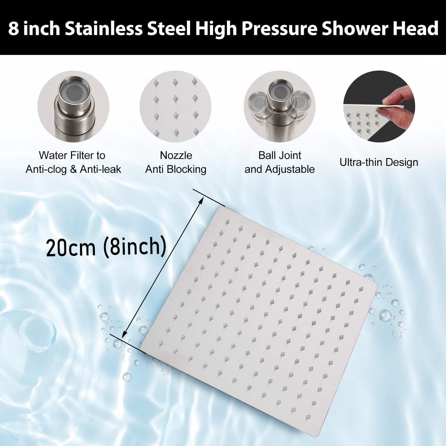 
                  
                    Midanya  Bathroom Shower System 8 Inch Rainfall Shower Head with Handheld Spary Wall Mount Tub Spout Combo Set Rough-in Valve 3 Function Mixer Shower Faucet Luxury
                  
                