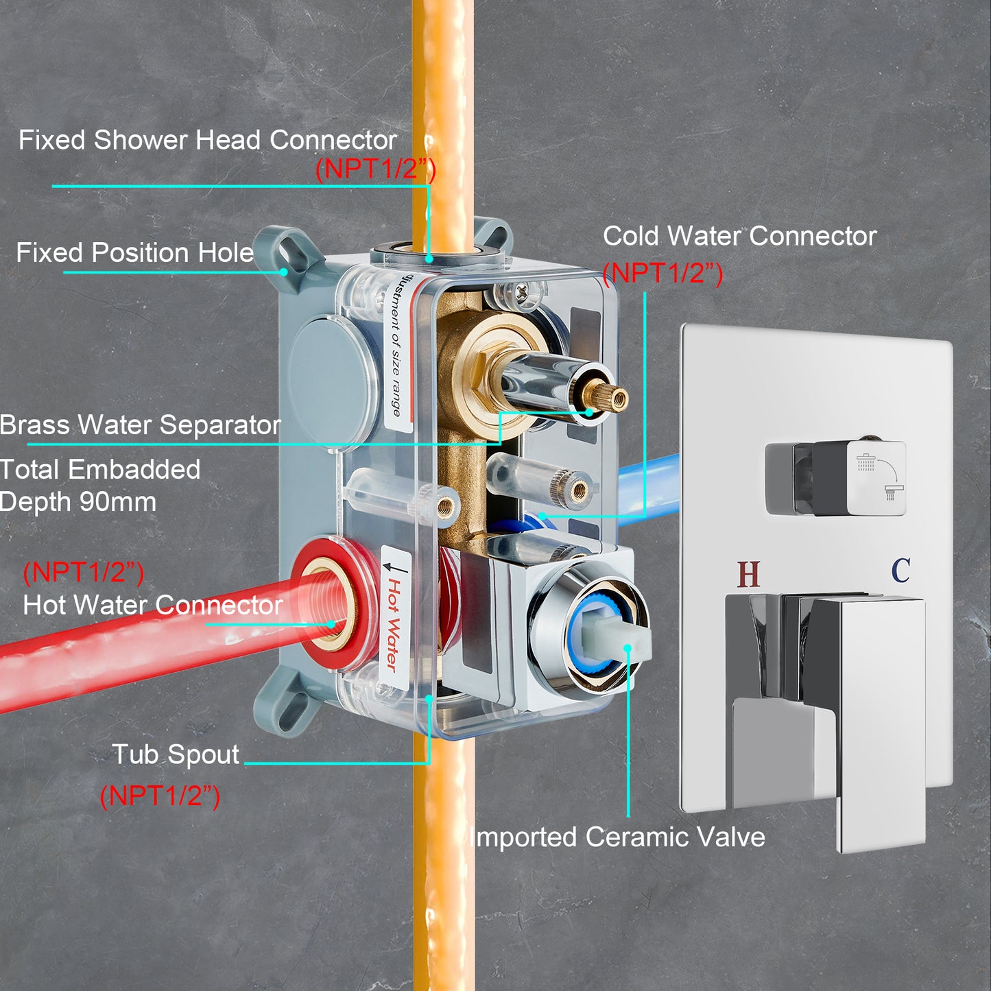 
                  
                    Midanya Tub and Shower Faucet Set Shower System with 8-Inch Rain Shower Head and Waterfall Tub Faucet Wall Mount Shower Valve and Trim Kit Included
                  
                