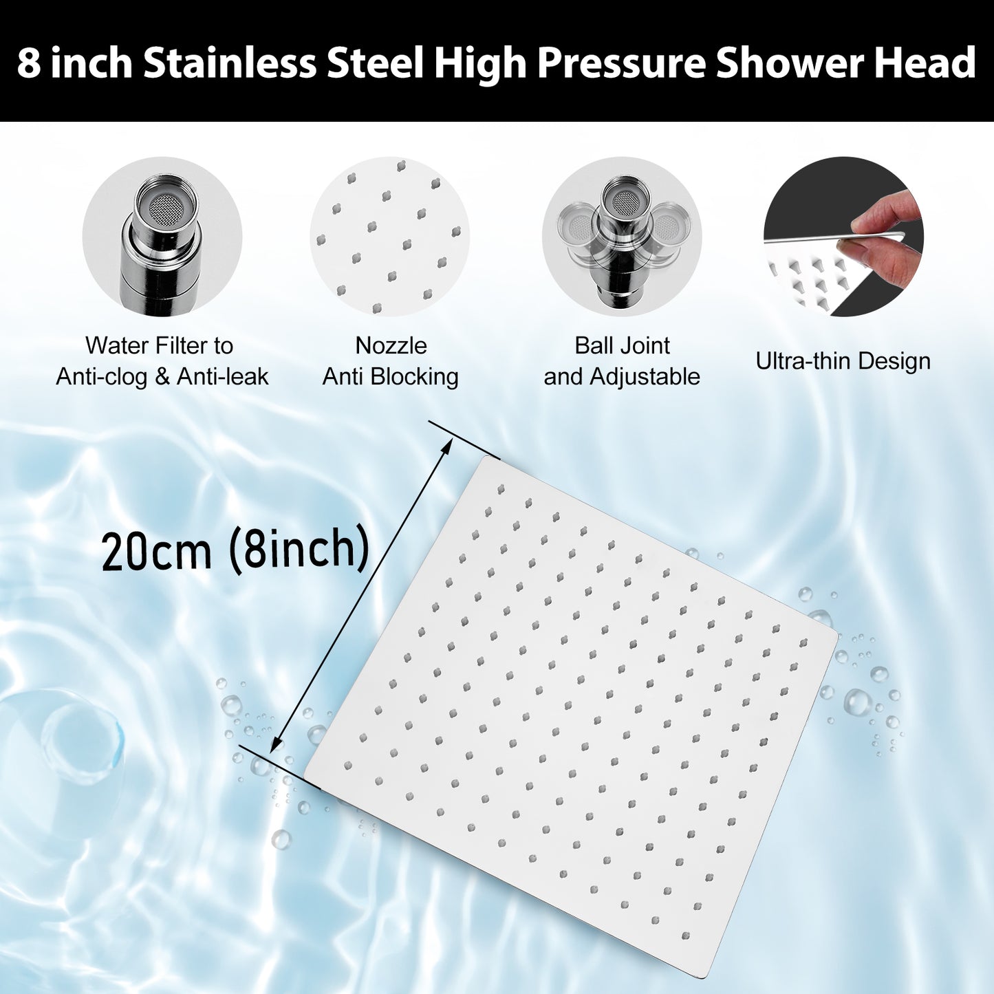 
                  
                    Midanya  Bathroom Shower System 8 Inch Rainfall Shower Head with Handheld Spary Wall Mount Tub Spout Combo Set Rough-in Valve 3 Function Mixer Shower Faucet Luxury
                  
                