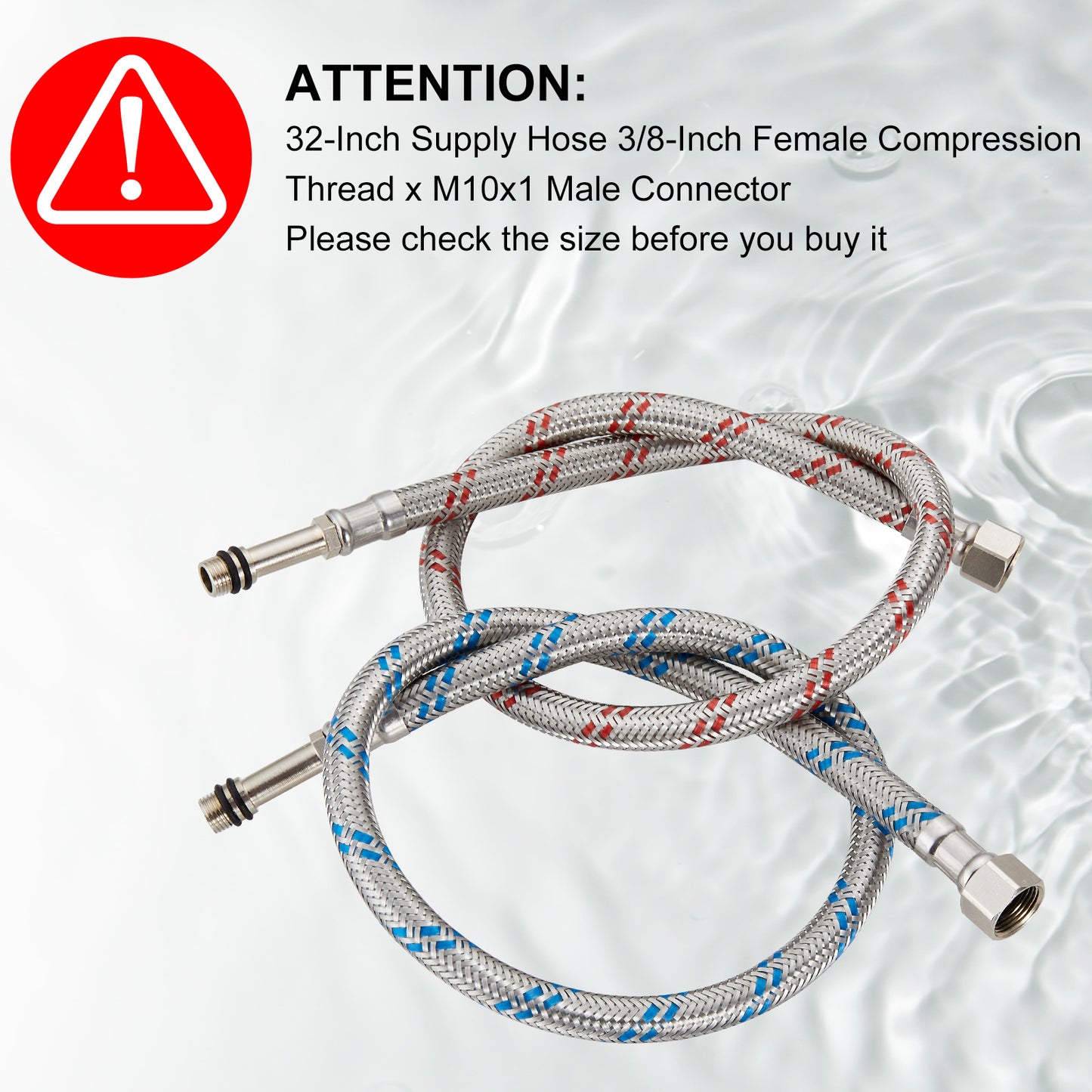 
                  
                    Midanya Faucet Connector, Braided Stainless Steel Supply Hose 3/8-Inch Female Compression Thread x M10 Male Connector, x 2 Pcs (1 Pair)
                  
                
