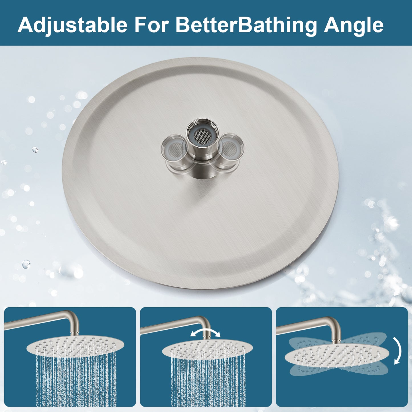 
                  
                    Midanya Round Rainfall Shower Head 8 Inch Stainless Steel Ultra Thin Design High Pressure
                  
                