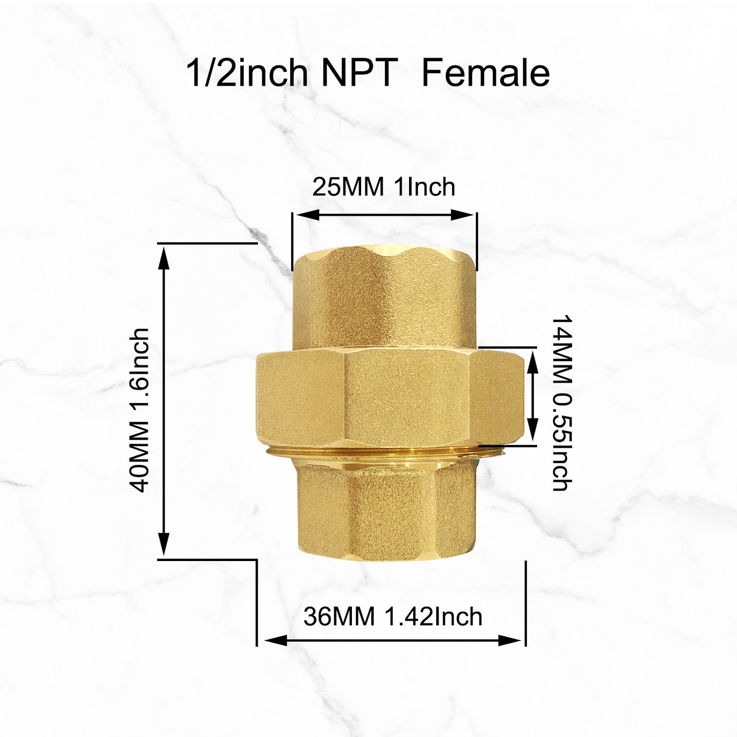 
                  
                    Brass Pipe Fitting Coupling 1/2" x 1/2" Female Pipe Fittings Union 1/2 Inch NPT Female x NPT1/2 Female Fitting Threads Adapter Brass 1 Piece
                  
                