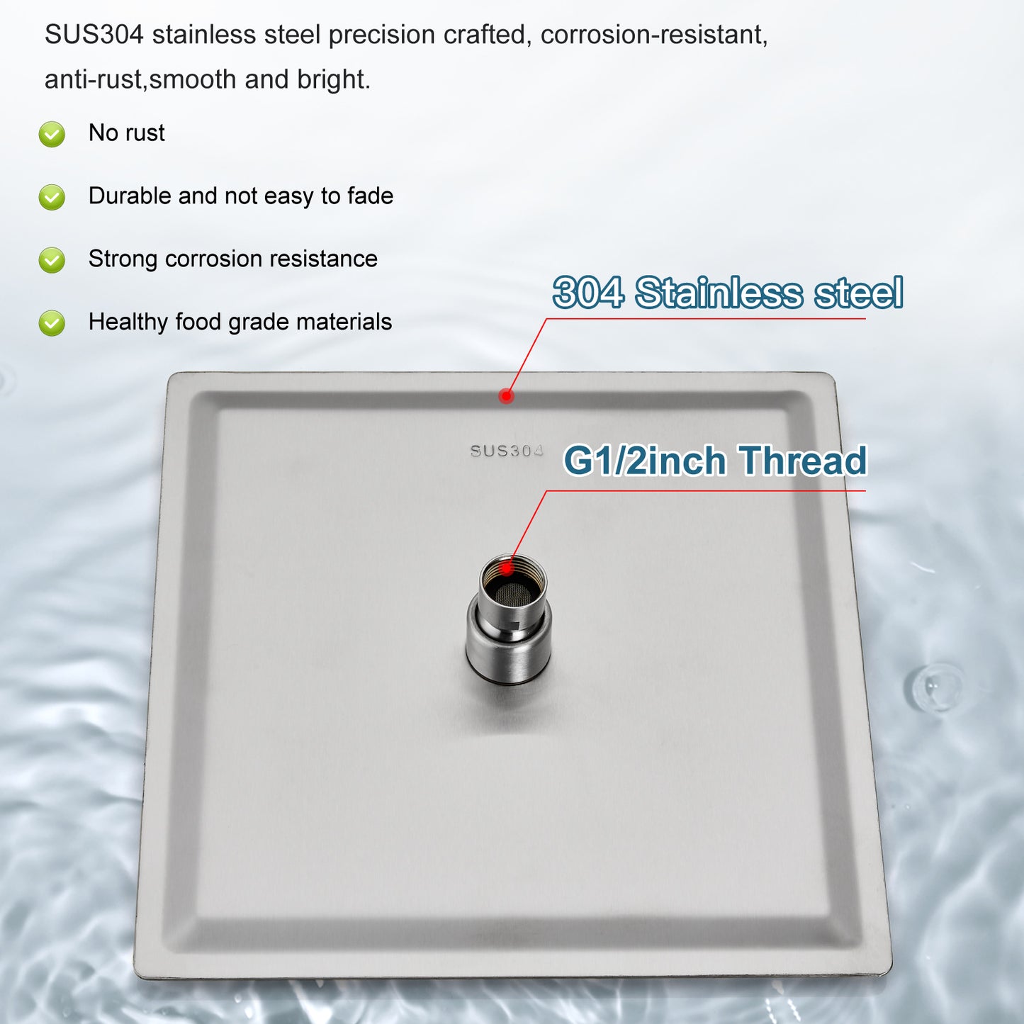 
                  
                    Midanya 16 Inch Rain Shower Head 16'' HIGH PRESSURE Square Stainless Steel 1/16" Ultra Thin Rain Large Showerhead Waterfall Full Body Coverage with Silicone Nozzle Swivel Connector
                  
                