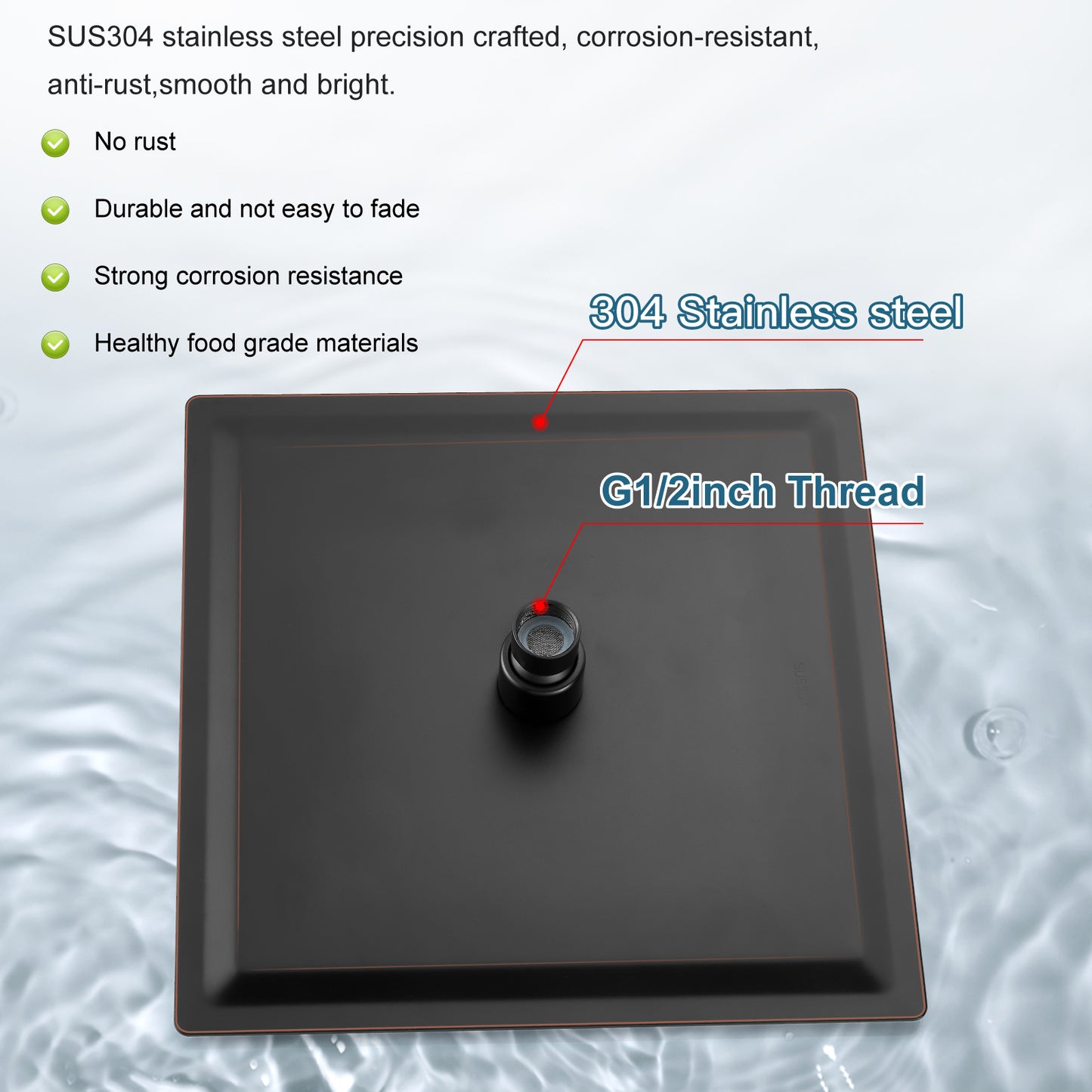 
                  
                    Midanya 16 Inch Rain Shower Head 16'' HIGH PRESSURE Square Stainless Steel 1/16" Ultra Thin Rain Large Showerhead Waterfall Full Body Coverage with Silicone Nozzle Swivel Connector
                  
                