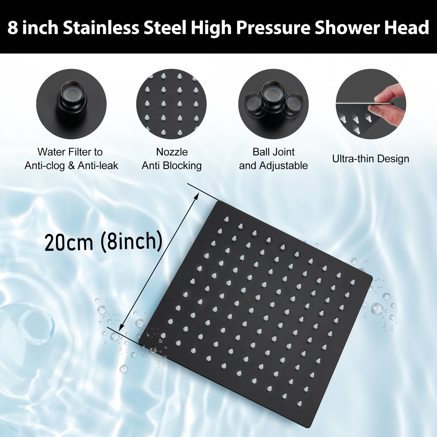 
                  
                    Midanya  Bathroom Shower System 8 Inch Rainfall Shower Head with Handheld Spary Wall Mount Tub Spout Combo Set Rough-in Valve 3 Function Mixer Shower Faucet Luxury
                  
                