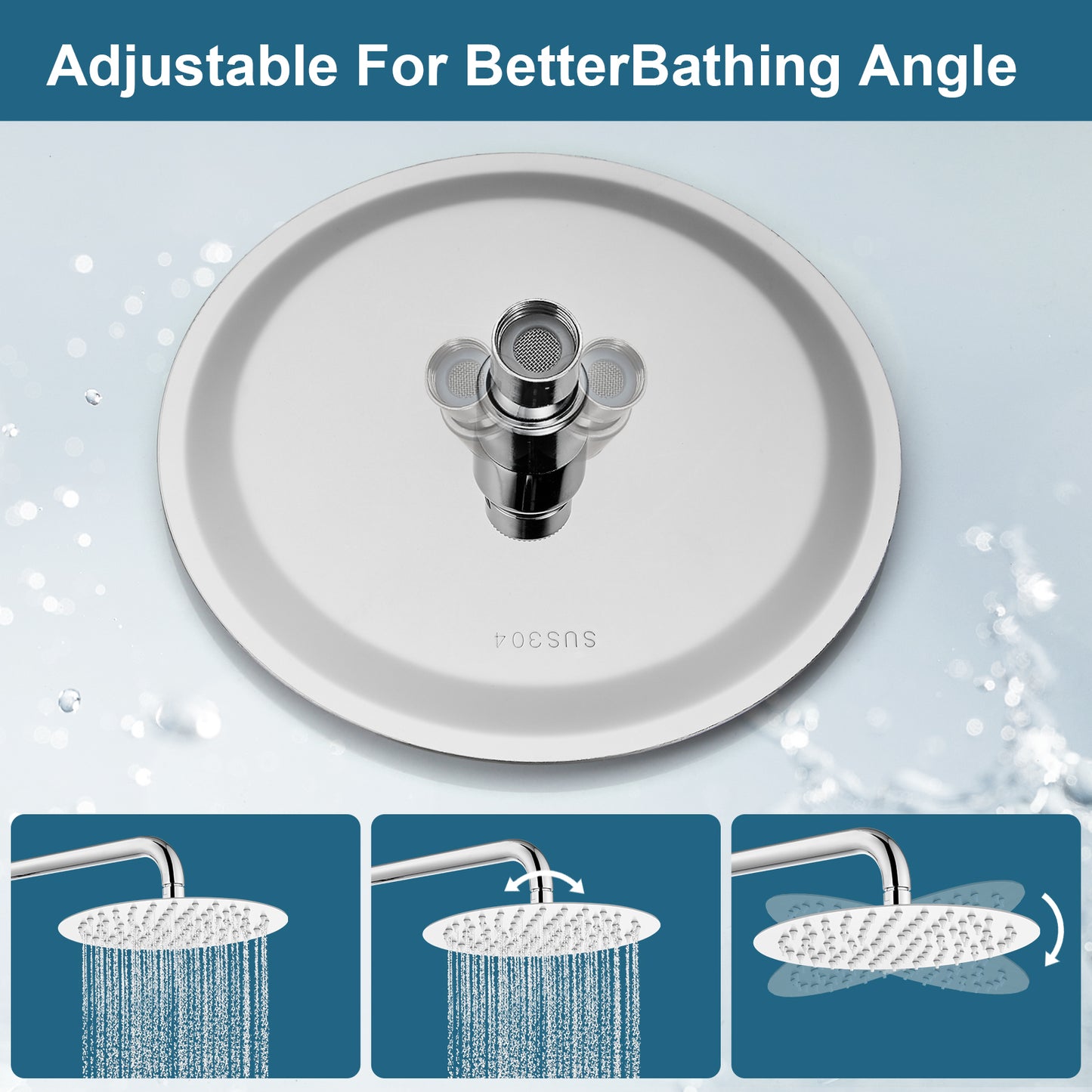 
                  
                    Midanya Round Rainfall Shower Head 8 Inch Stainless Steel Ultra Thin Design High Pressure
                  
                
