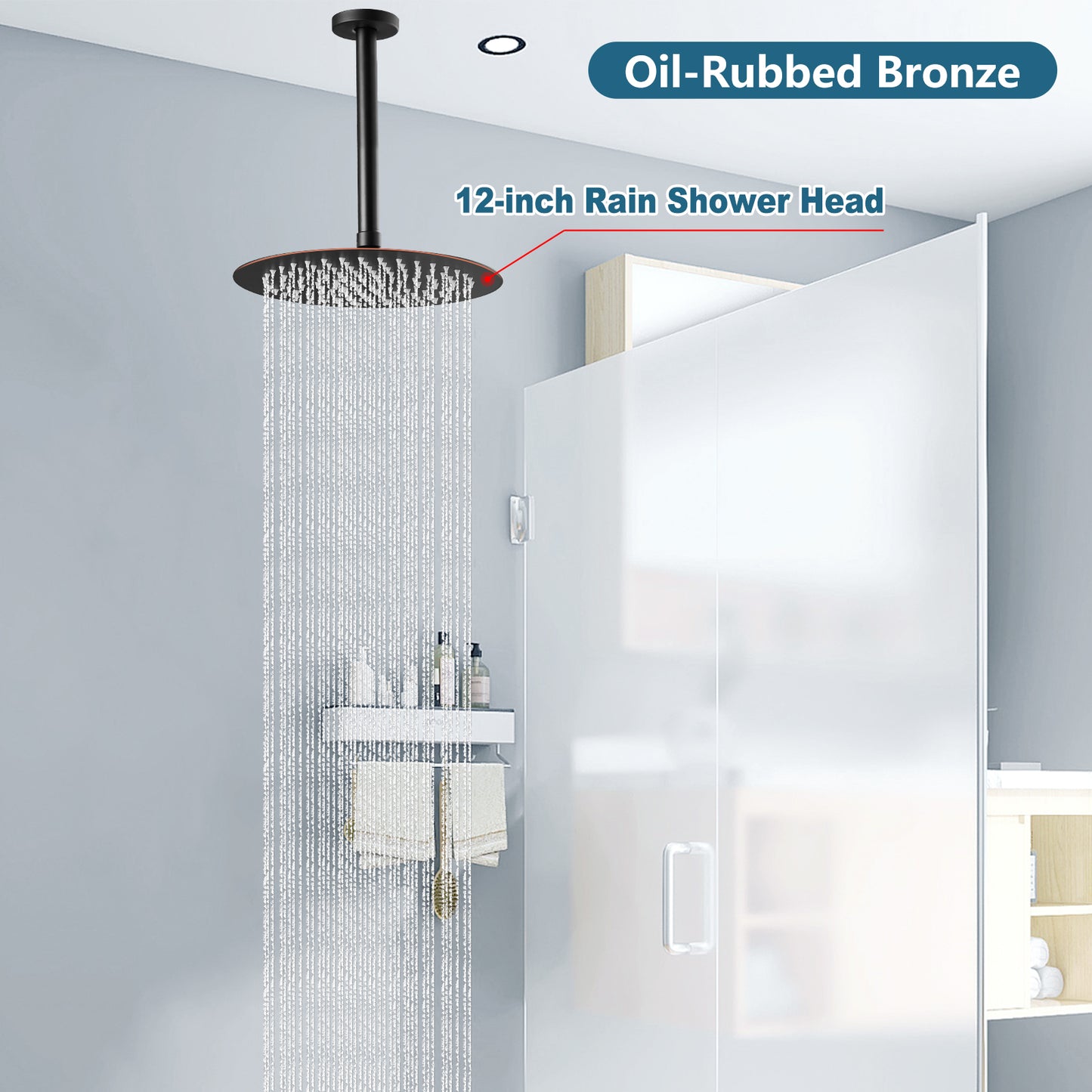 
                  
                    Midanya Round Rainfall Shower Head 12 Inch Stainless Steel Ultra Thin Design High Pressure
                  
                