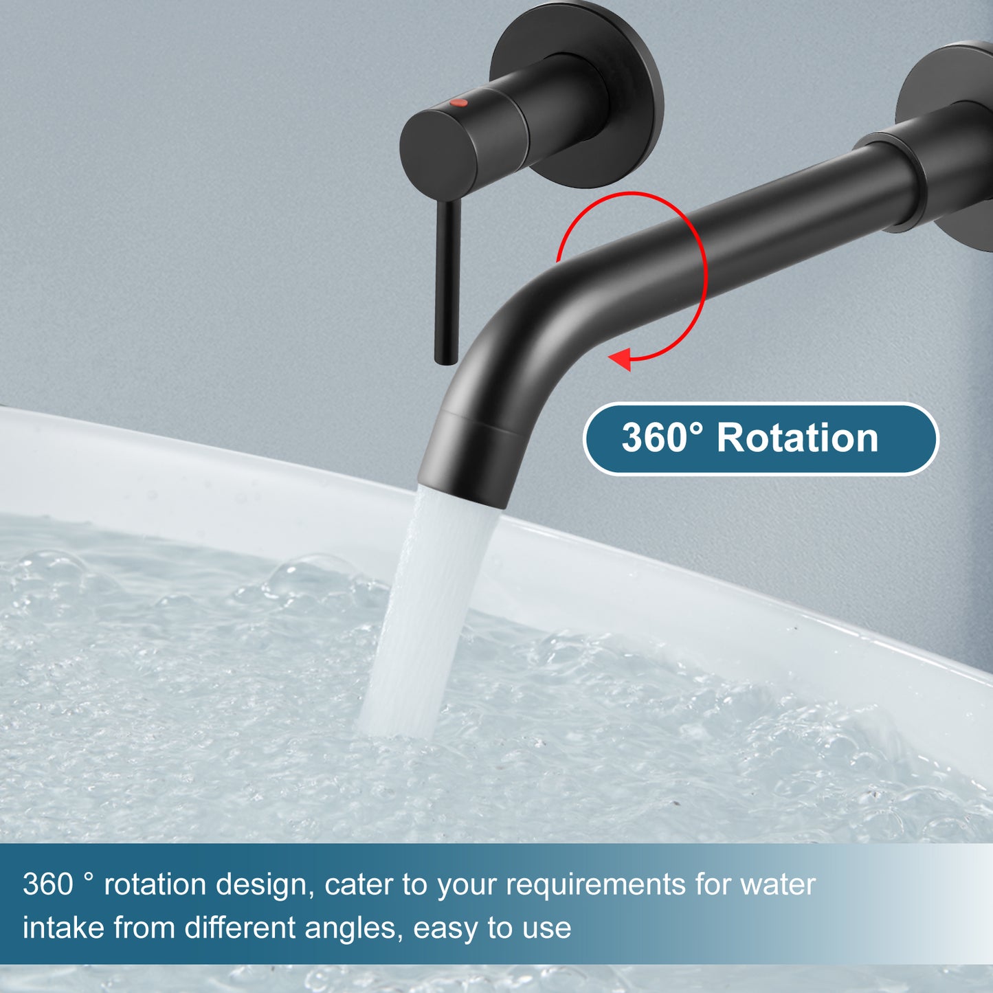 
                  
                    Midanya  Widespread Bathroom Sink Faucet 2 Level Handles 3 Hole Vanity Sink Faucet Wall Mount Brass Lavatory Basin Mixing Tap 360 Degree Swivel Spout with Rough in Valve Included
                  
                