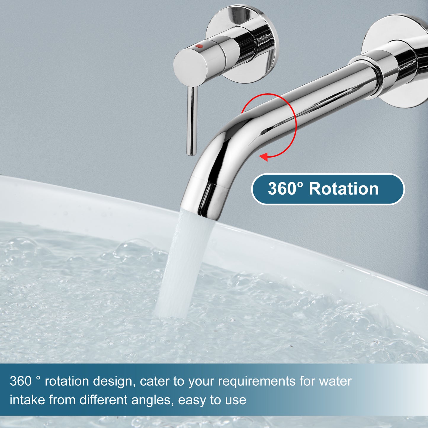 
                  
                    Midanya  Widespread Bathroom Sink Faucet 2 Level Handles 3 Hole Vanity Sink Faucet Wall Mount Brass Lavatory Basin Mixing Tap 360 Degree Swivel Spout with Rough in Valve Included
                  
                