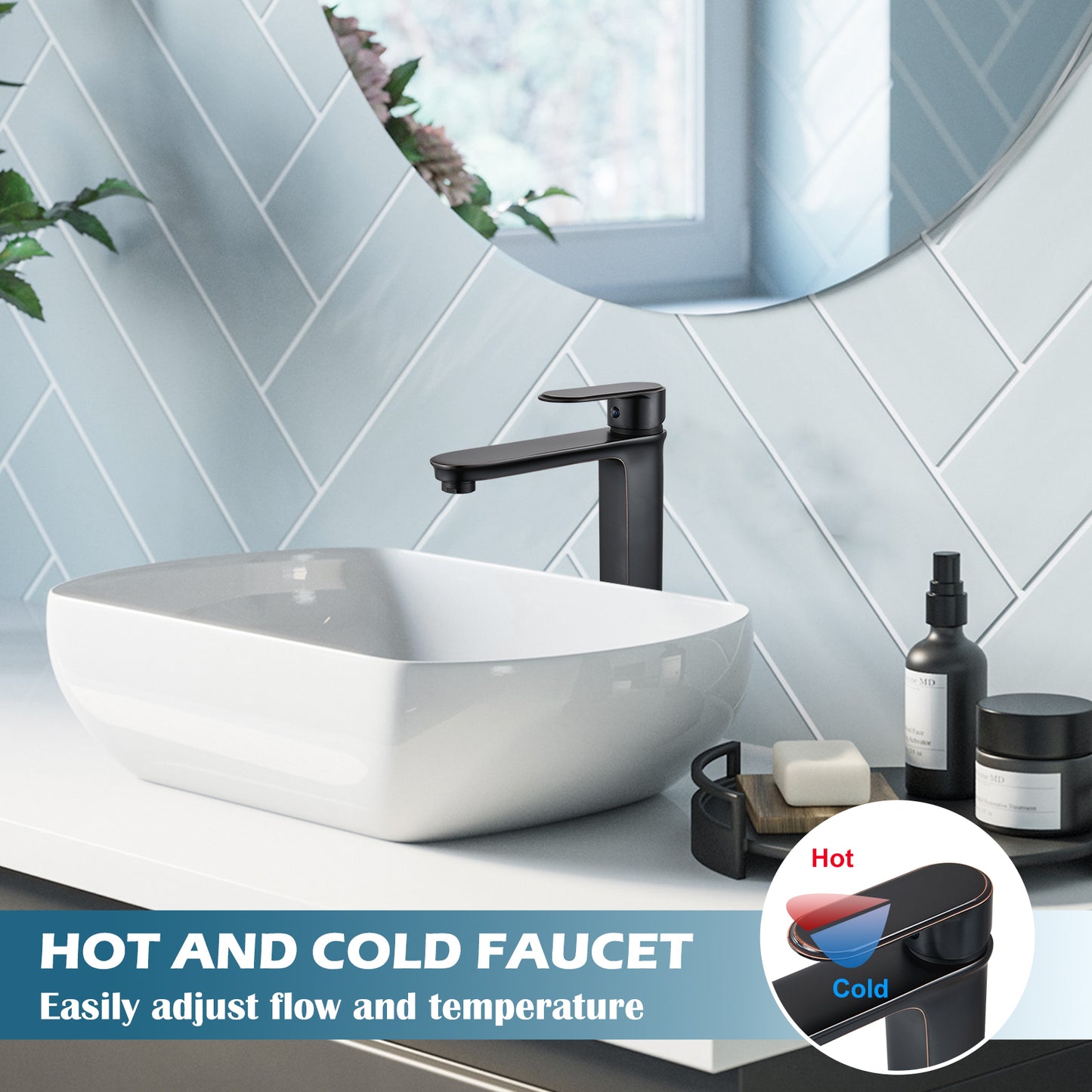 
                  
                    Midanya Bathroom Faucet Single Handle Tall Body Spout Lavatory Vanity Vessel Sink Faucets One Hole Deck Mount Basin Mixer Tap Brass Modern with Pop Up Drain Included
                  
                