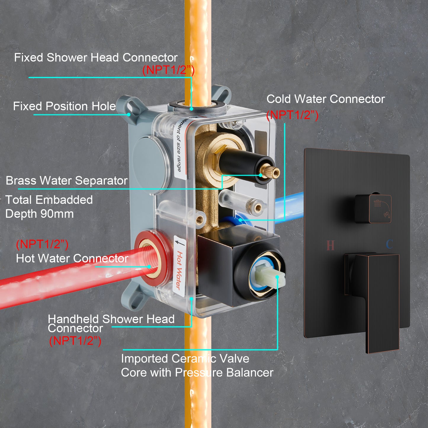 
                  
                    Midanya  Rain Shower System Wall Mount Shower Faucet Set 8 Inch Square High Pressure Showerhead with Hand Sprayer Rough-In Valve Body and Trim Included Mixer Shower Combo Set Bathroom
                  
                
