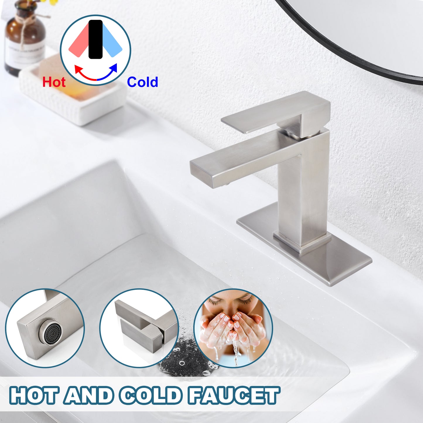 
                  
                    Midanya Bathroom Sink Faucet 1 Hole Single Handle Deck Mount Lavatory Mixer Tap with Cover Plate One Lever Stainless Steel SUS304 Commercial
                  
                
