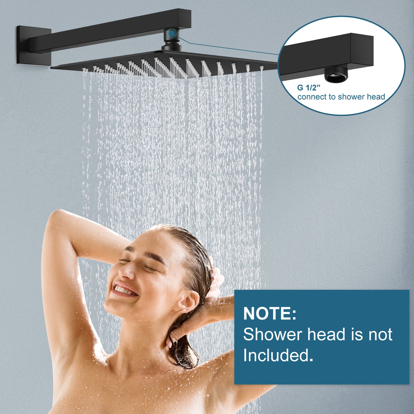 
                  
                    Midanya 16-Inch Shower Arm Rainfall Shower Head Extension Extender with Flange Square Shaped Stainless Steel Wall Mounted Bathroom
                  
                
