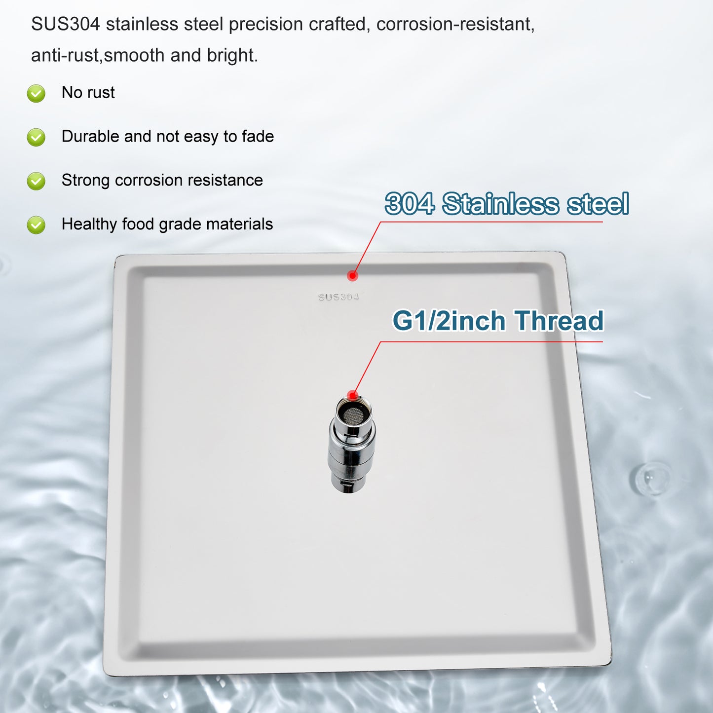 
                  
                    Midanya 16 Inch Rain Shower Head 16'' HIGH PRESSURE Square Stainless Steel 1/16" Ultra Thin Rain Large Showerhead Waterfall Full Body Coverage with Silicone Nozzle Swivel Connector
                  
                