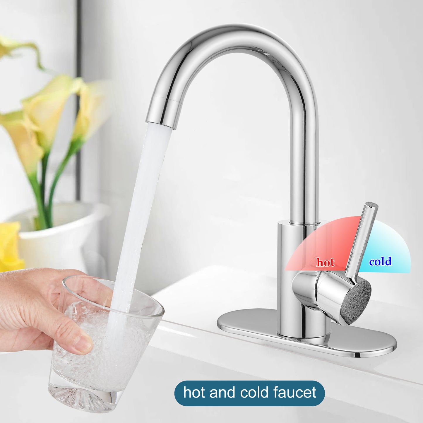 
                  
                    Midanya Single Handle Bathroom Sink Faucet, Wet Bar Pre-Kitchen Farmhouse RV Small Vanity Faucet with 360°Rotation Spout with Deck Plate and Supply Hoses
                  
                