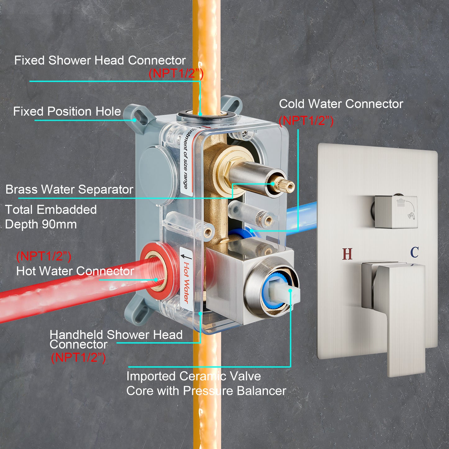 
                  
                    Midanya  Rain Shower System Wall Mount Shower Faucet Set 12 Inch Square High Pressure Showerhead with Hand Sprayer Rough-In Valve Body and Trim Included Mixer Shower Combo Set Bathroom
                  
                