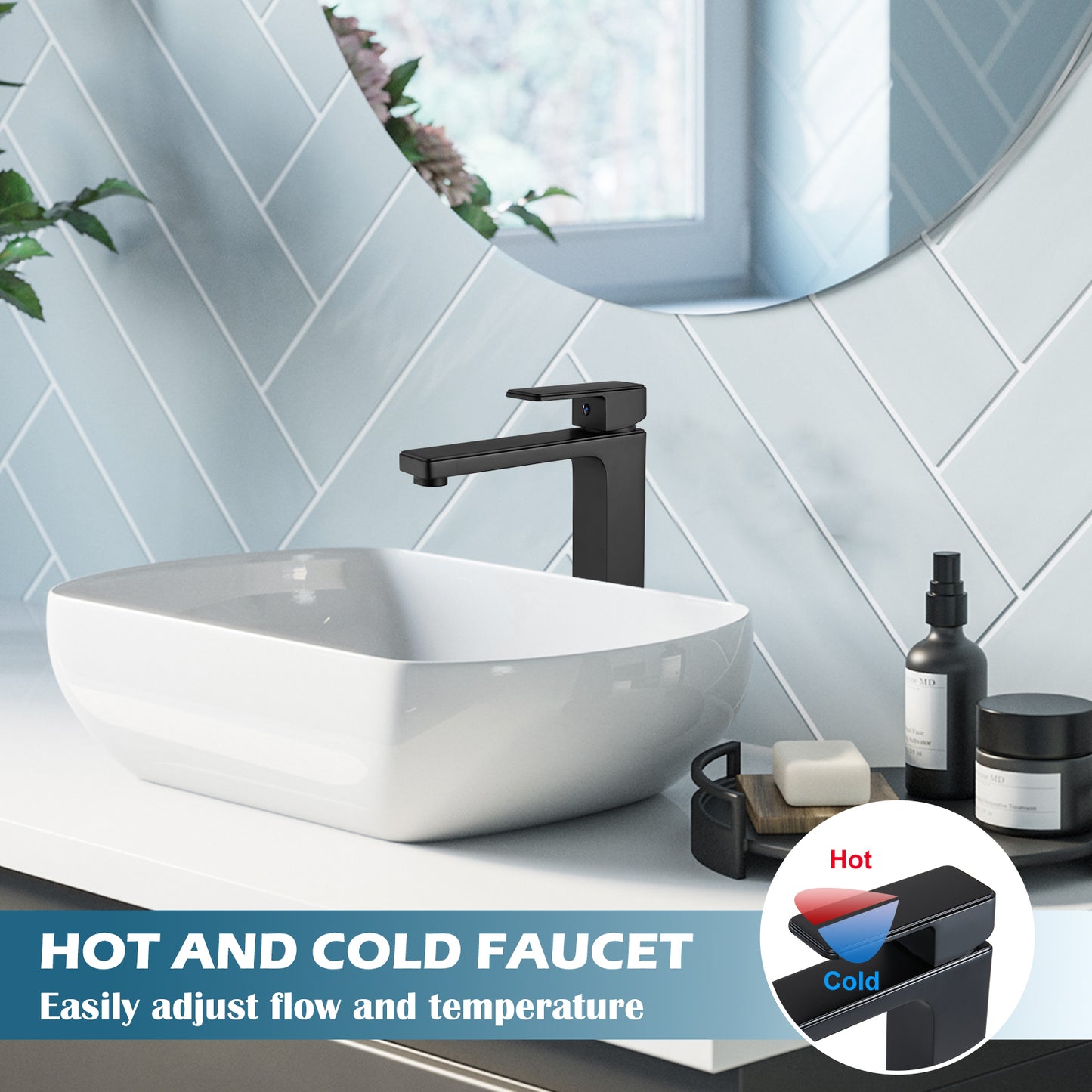 
                  
                    Bathroom Vessel Bowl Sink Faucet Tall Body Single Handle Lavatory Vanity Mixer Bar Tap with Pop Up Drain Tall Spout Single Hole Deck Mount Brass
                  
                