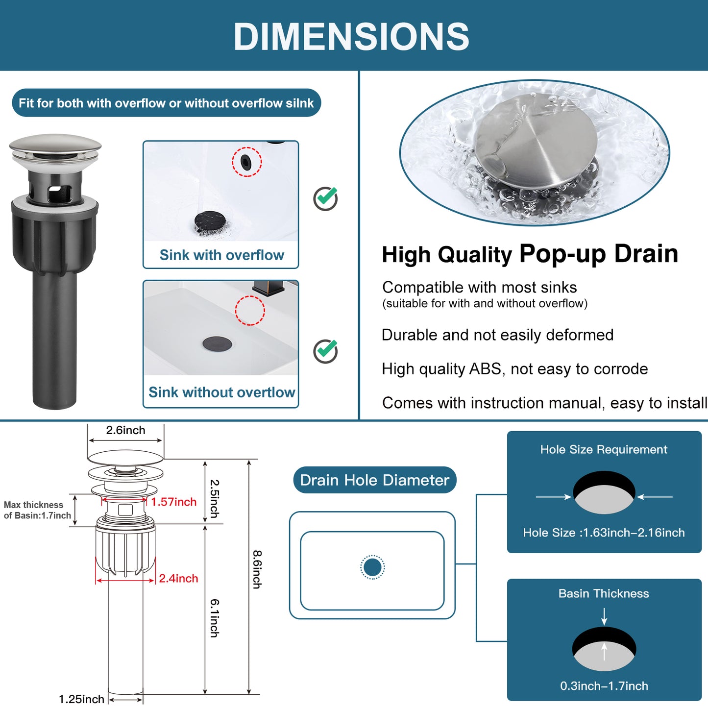 
                  
                    Midanya Bathroom Sink Faucet 1 Hole Single Handle Deck Mount Lavatory Mixer Tap with Cover Plate and Pop-up Drain One Lever Stainless Steel SUS304 Commercial
                  
                