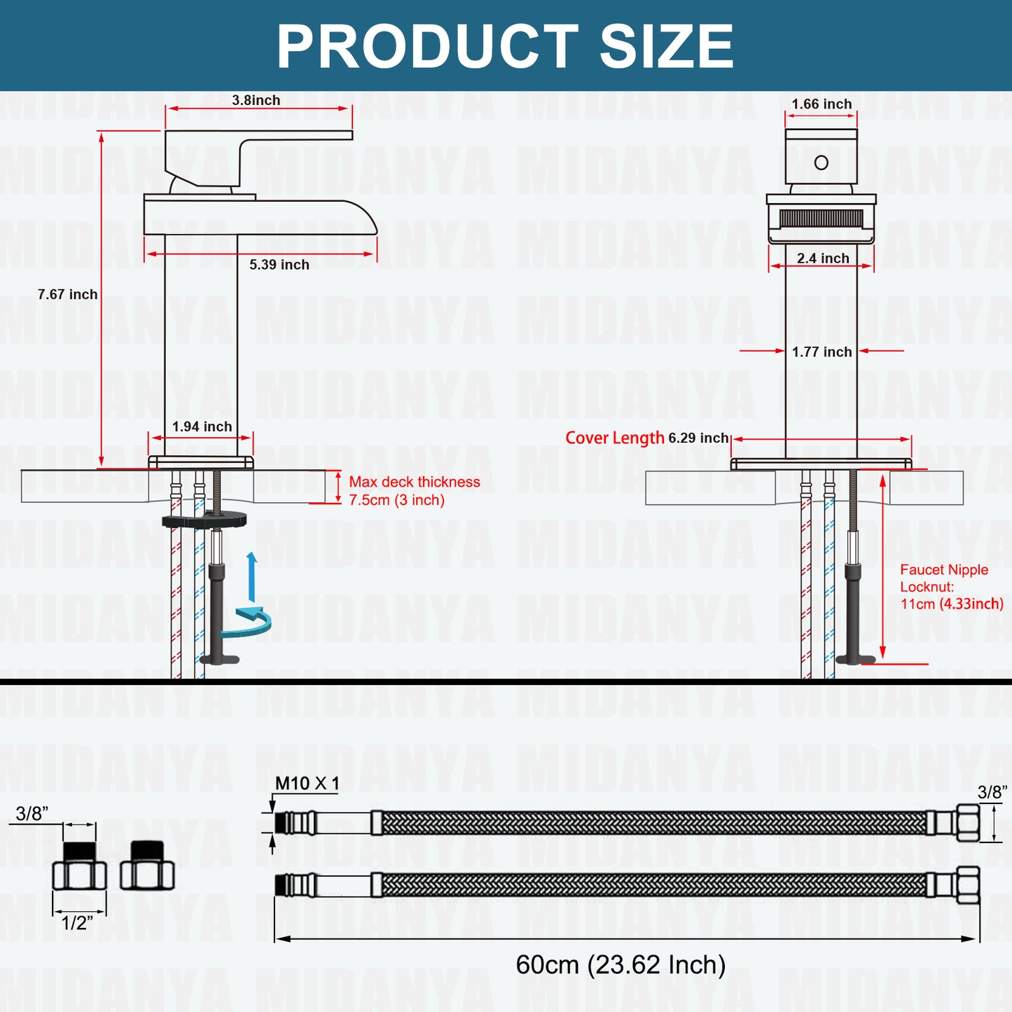 
                  
                    Midanya Waterfall Bathroom Faucet 1 Hole Single Handle Sink Vanity Faucet Wide Mouth Spout with with Pop Up Drain and Deck Mount Plate Lavatory Modern Commercial Mixer Tap
                  
                
