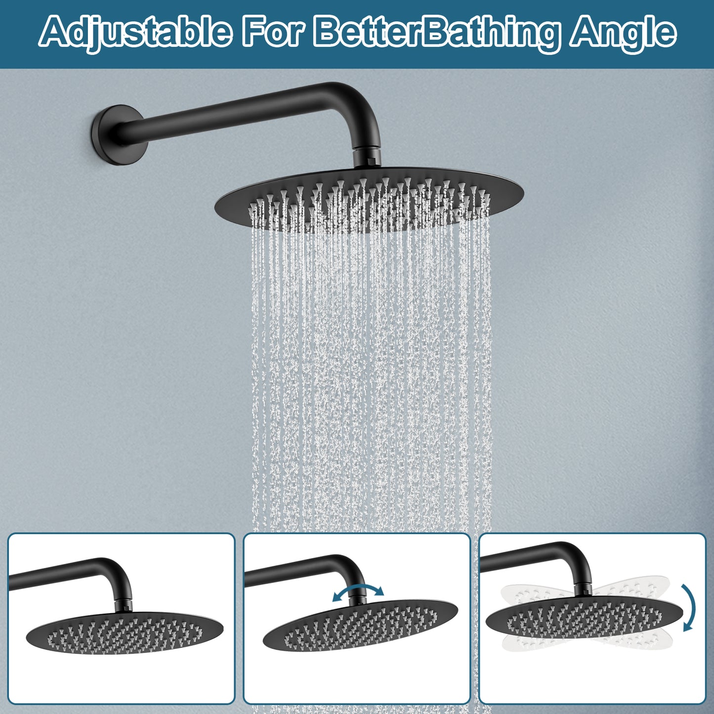 
                  
                    Midanya Round Rainfall Shower Head 12 Inch Stainless Steel Ultra Thin Design High Pressure
                  
                