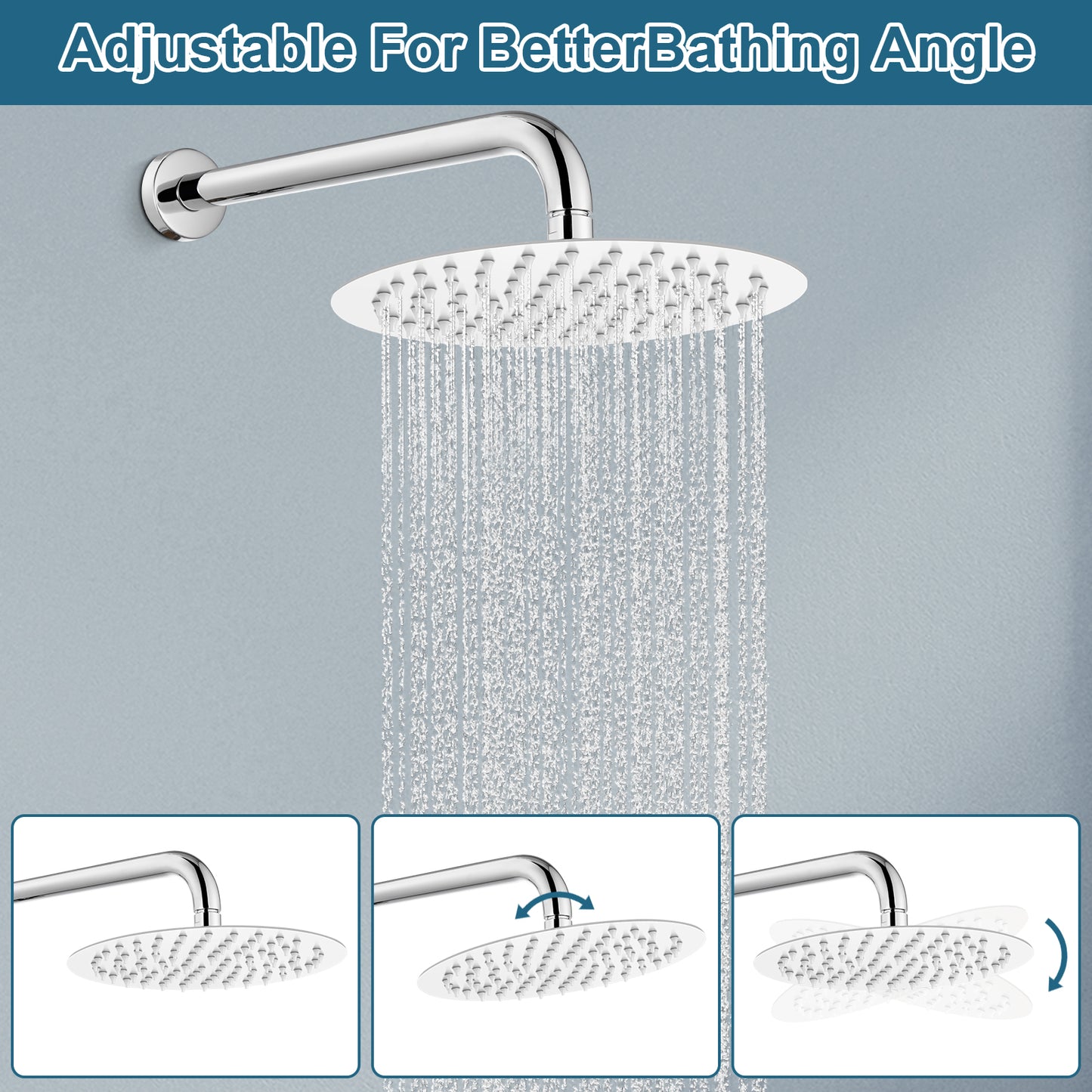 
                  
                    Midanya Round Rainfall Shower Head 12 Inch Stainless Steel Ultra Thin Design High Pressure
                  
                