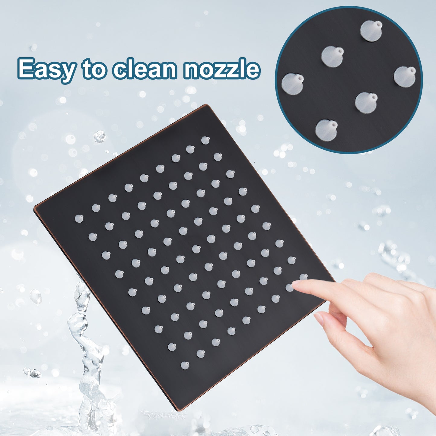 
                  
                    Midanya 12 inch  Rainfall Shower Head Square Stainless Steel Rain Showerhead High Pressure Waterfall Crackproof Coverage with Silicone Nozzle 1/16" Ultra Thin Design Swivel Connector
                  
                