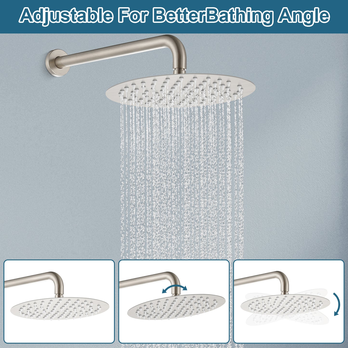 
                  
                    Midanya Round Rainfall Shower Head 12 Inch Stainless Steel Ultra Thin Design High Pressure
                  
                