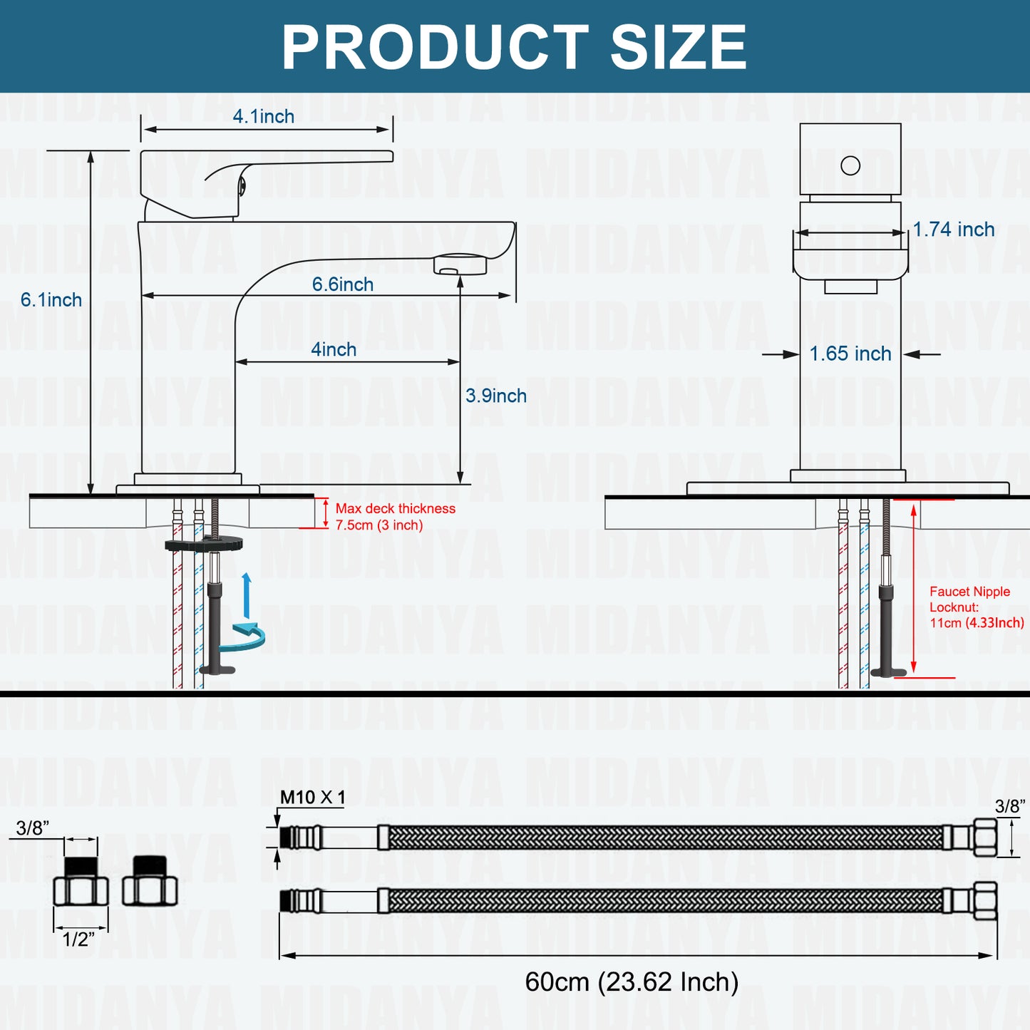 
                  
                    Midanya  Bathroom Sink Faucet Single Handle Single Hole Vanity Basin Hot & Cold Mixer Tap with Cover and Plate Pop Up Drain Commercial Modern Wash Basin Faucet Deck Simple Installation
                  
                