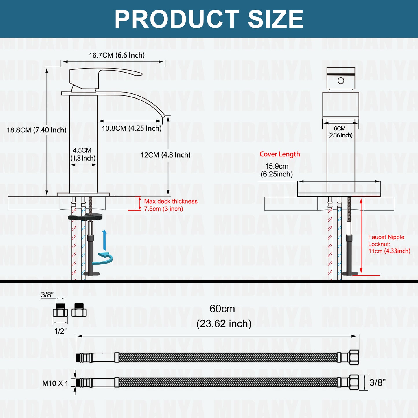 
                  
                    Midanya Bathroom Sink Faucet Waterfall Spout Single Handle 1 Hole Deck Mount Hot & Cold Water Mixer Tap Lavatory Vanity Sink Faucet Commercial with Deck Plate
                  
                